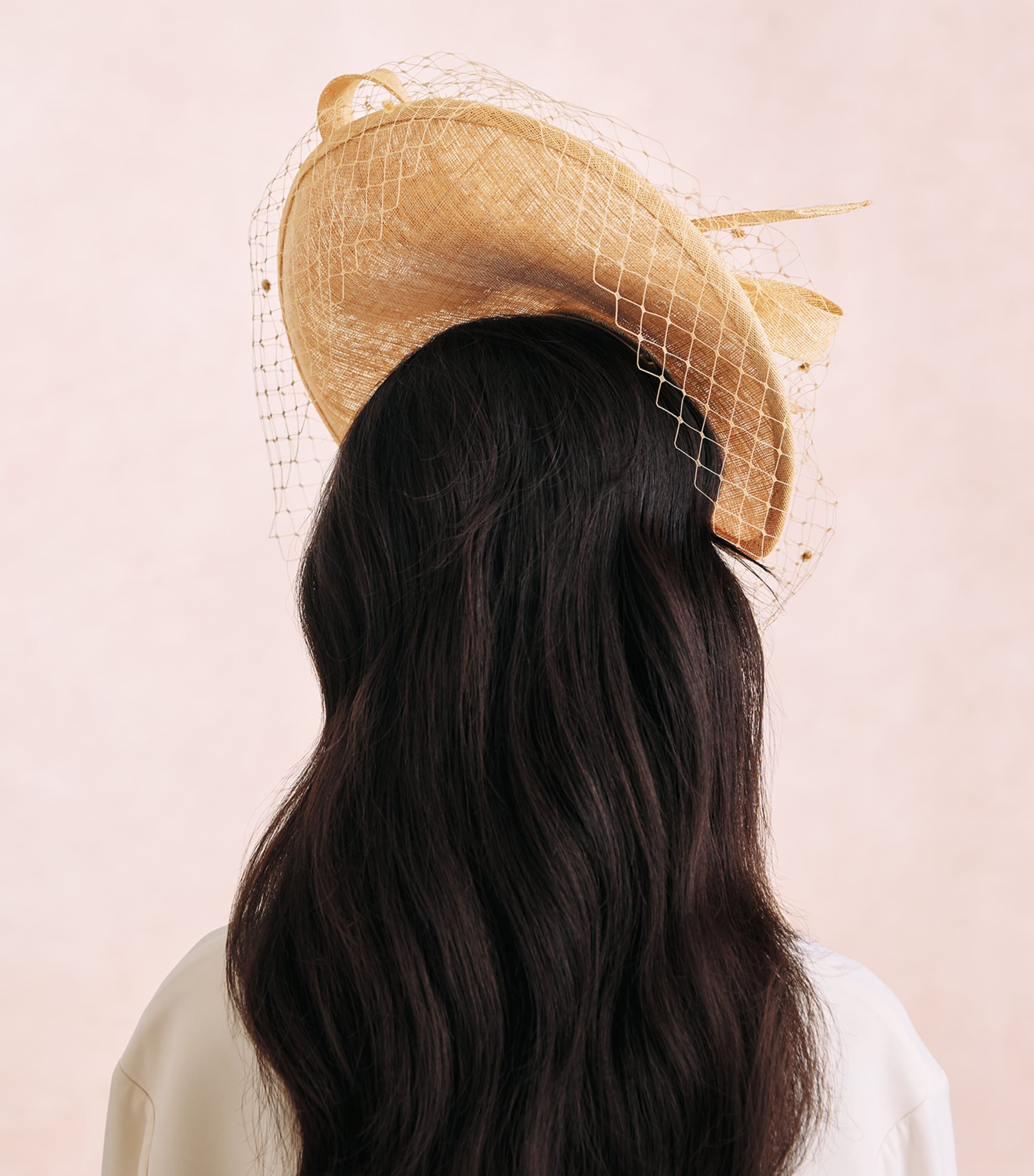 Rachel Trevor-Morgan Straw Leaf Disk and Veil Fascinator Gold Image 4