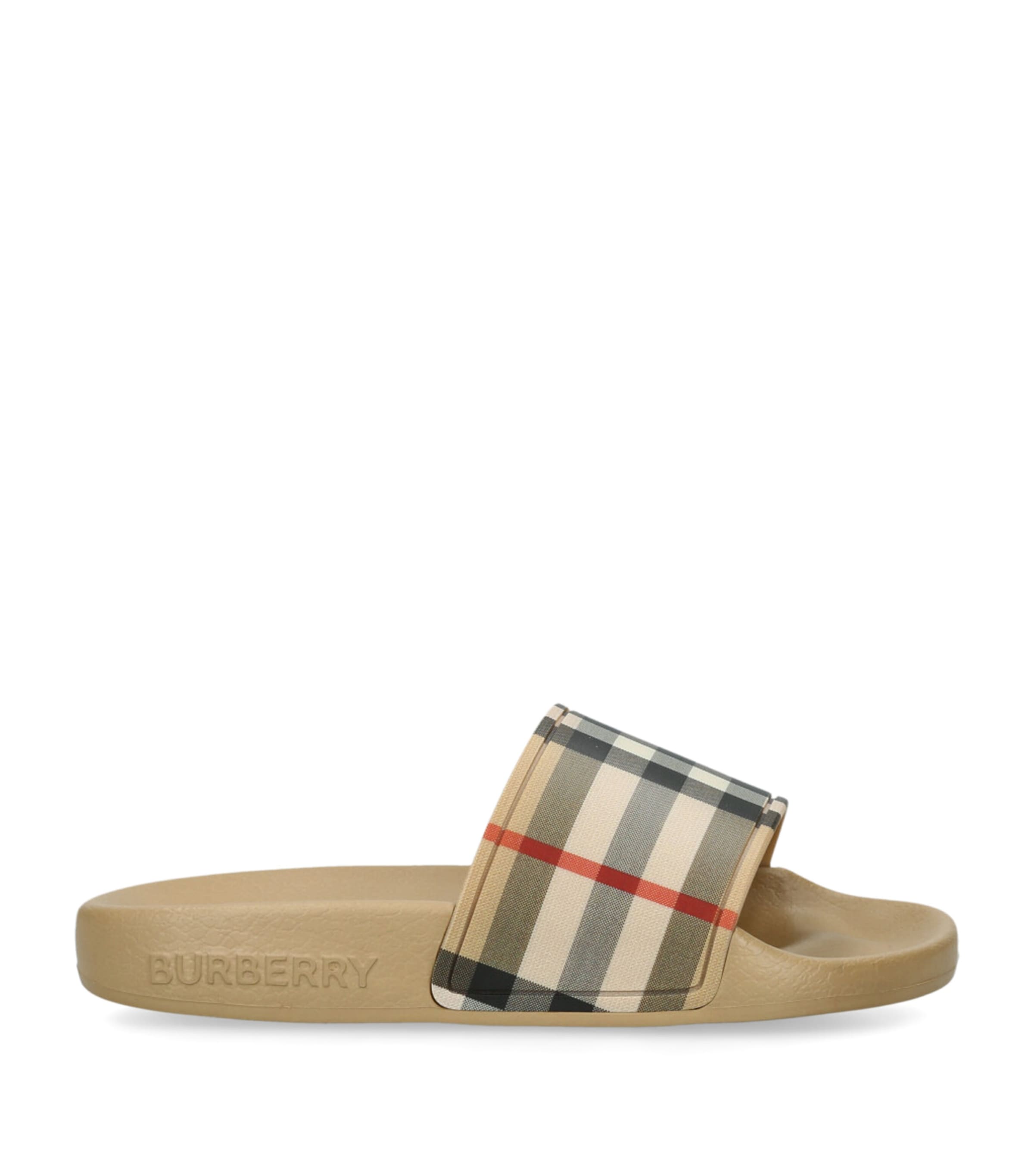 Burberry Kids Rubber Check Slides Yellow Image 1