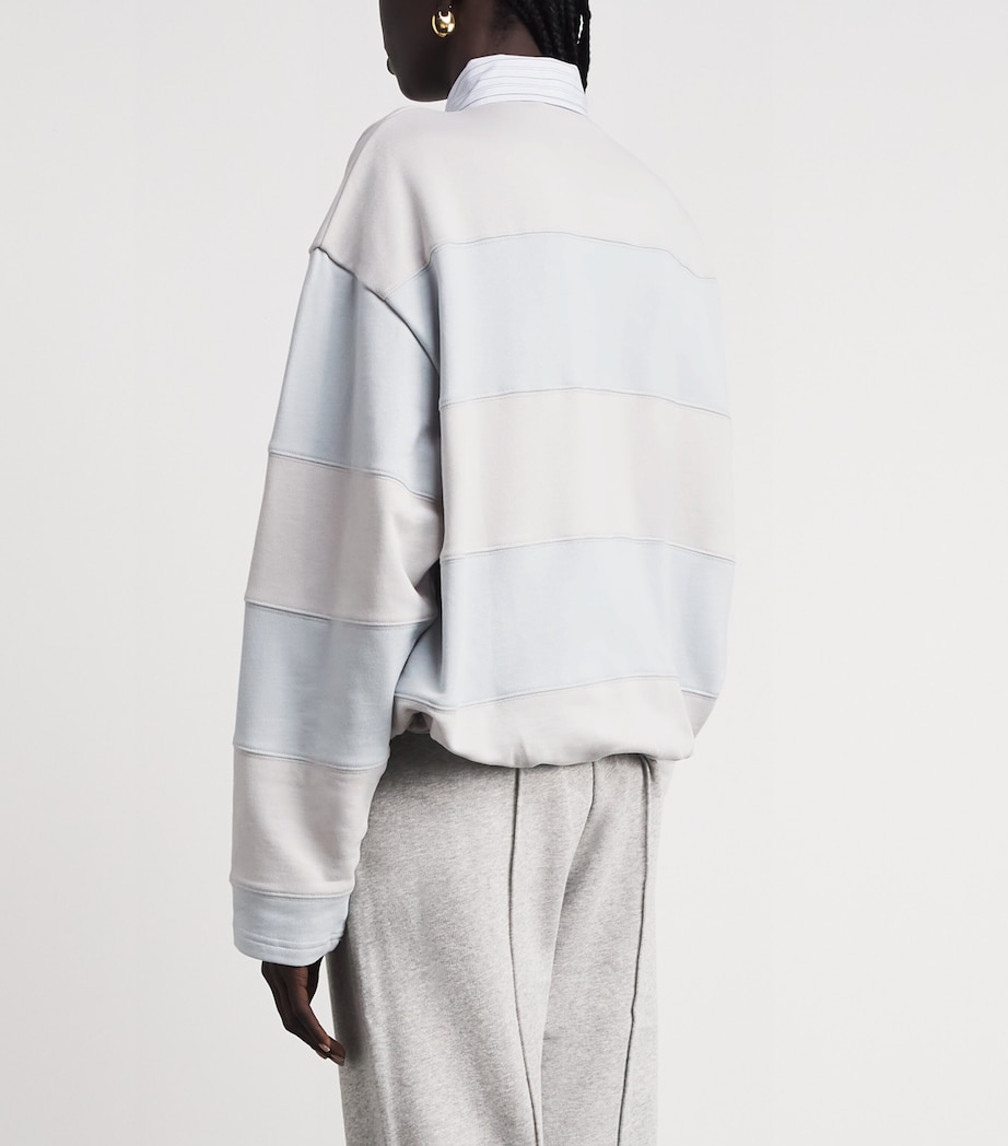 Acne Studios Womens Cotton Rugby Polo Sweatshirt Light Blue/grey Image 5
