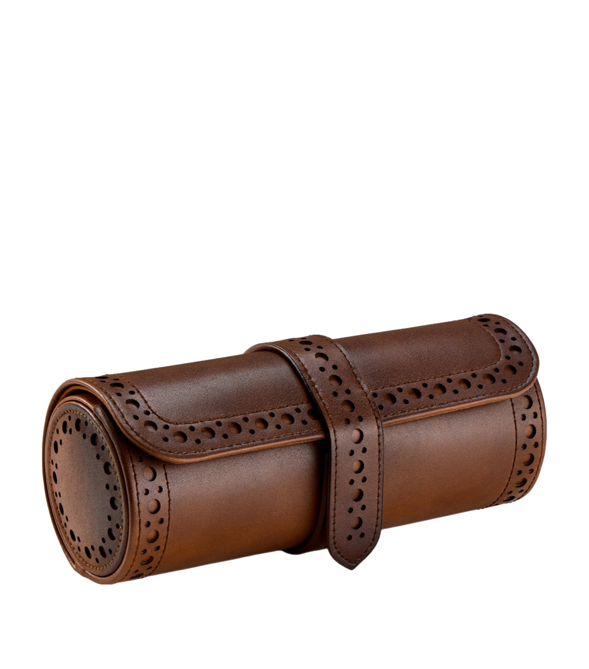 WOLF Brogue Triple Watch Roll Burnished Brown Image 3