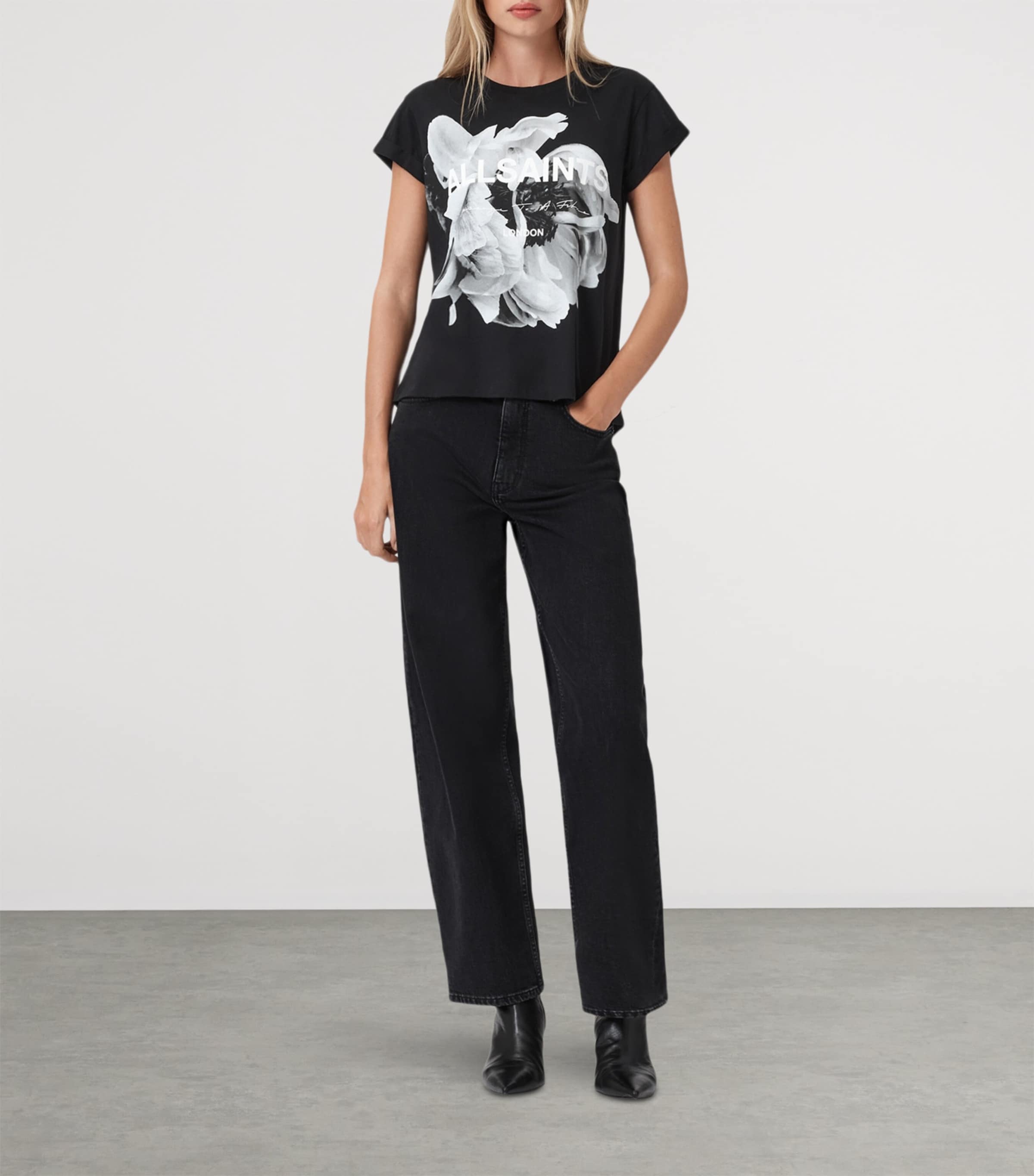 AllSaints Womens Organic Cotton Lena Anna T-Shirt Black Image 2