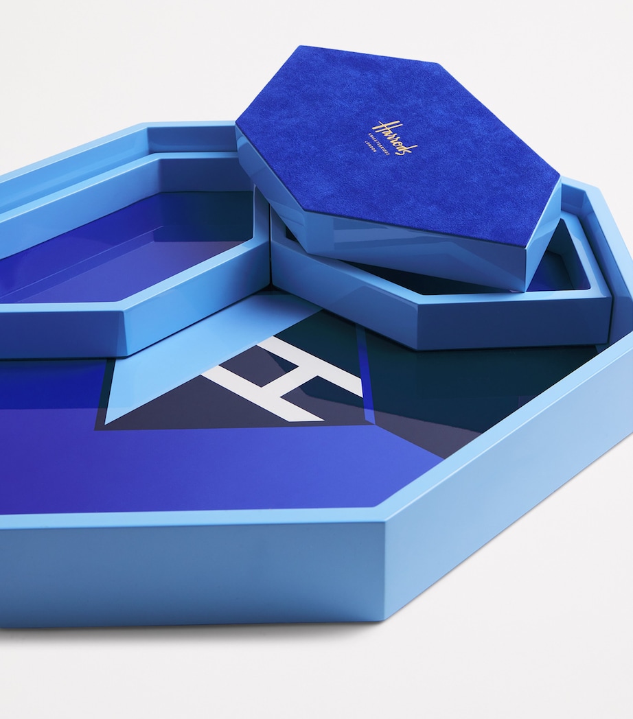 Lacquered Wood Logo Geometric Tray (38cm x 42cm) PINK Image 4