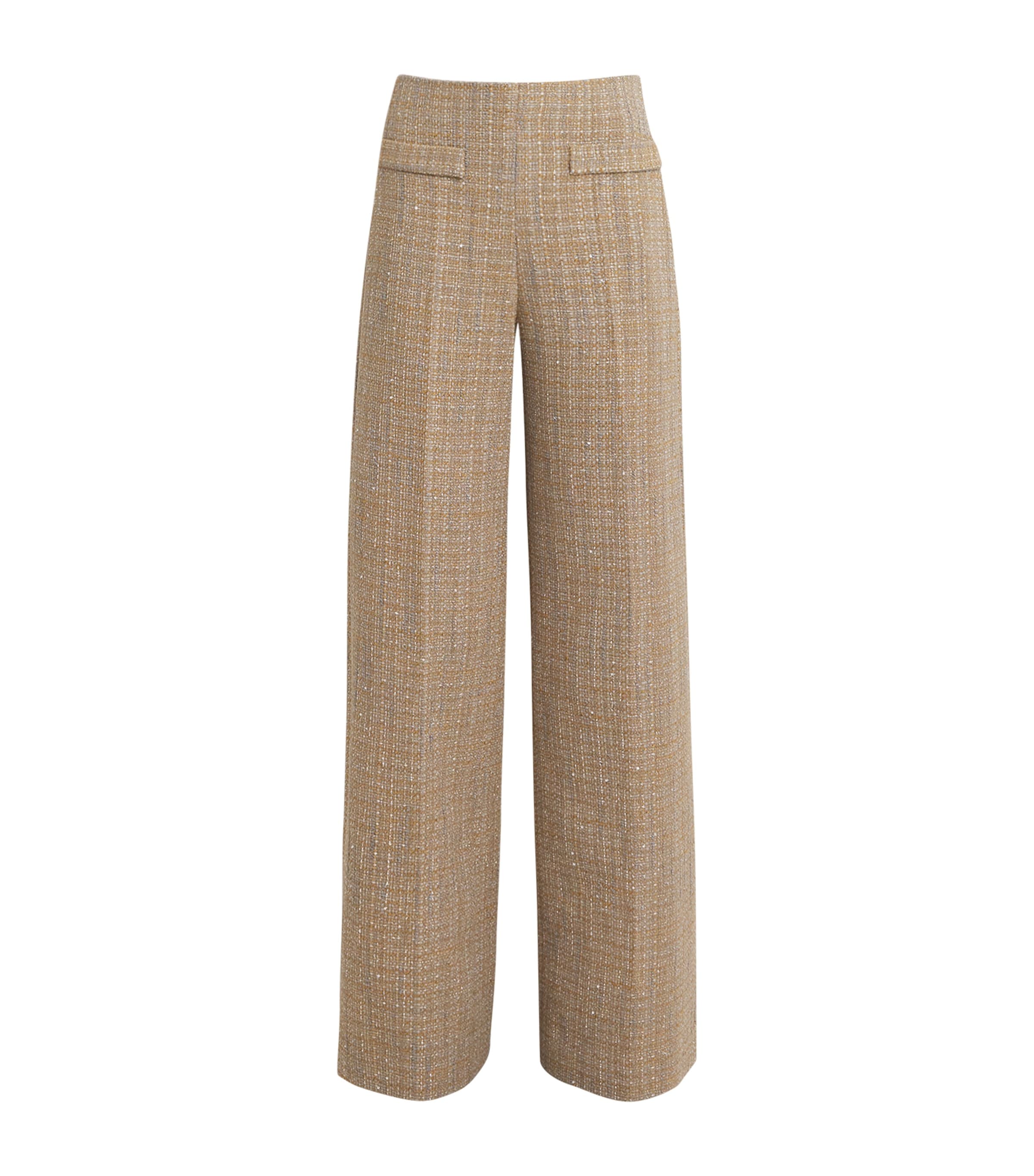 Sandro Tweed Straight Trousers In Beige