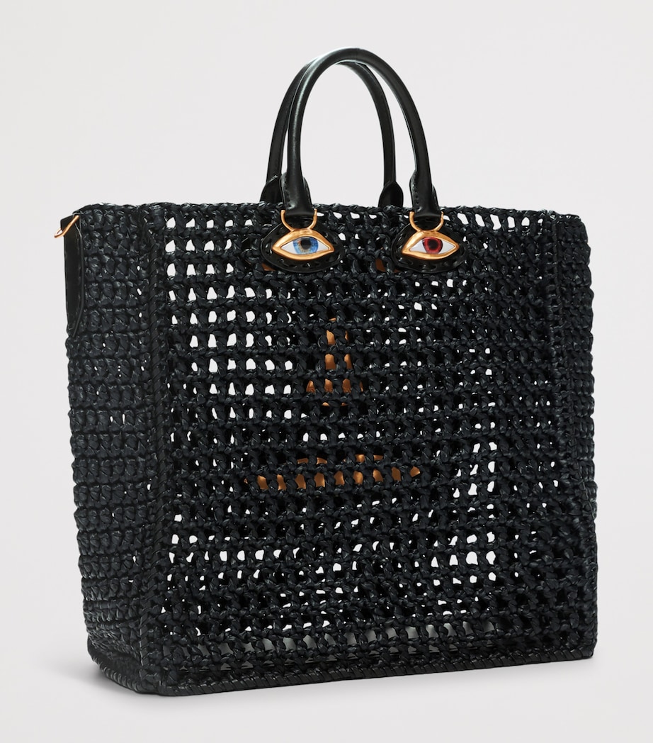 Raffia Face Tote Bag 999 BLACK Image 5