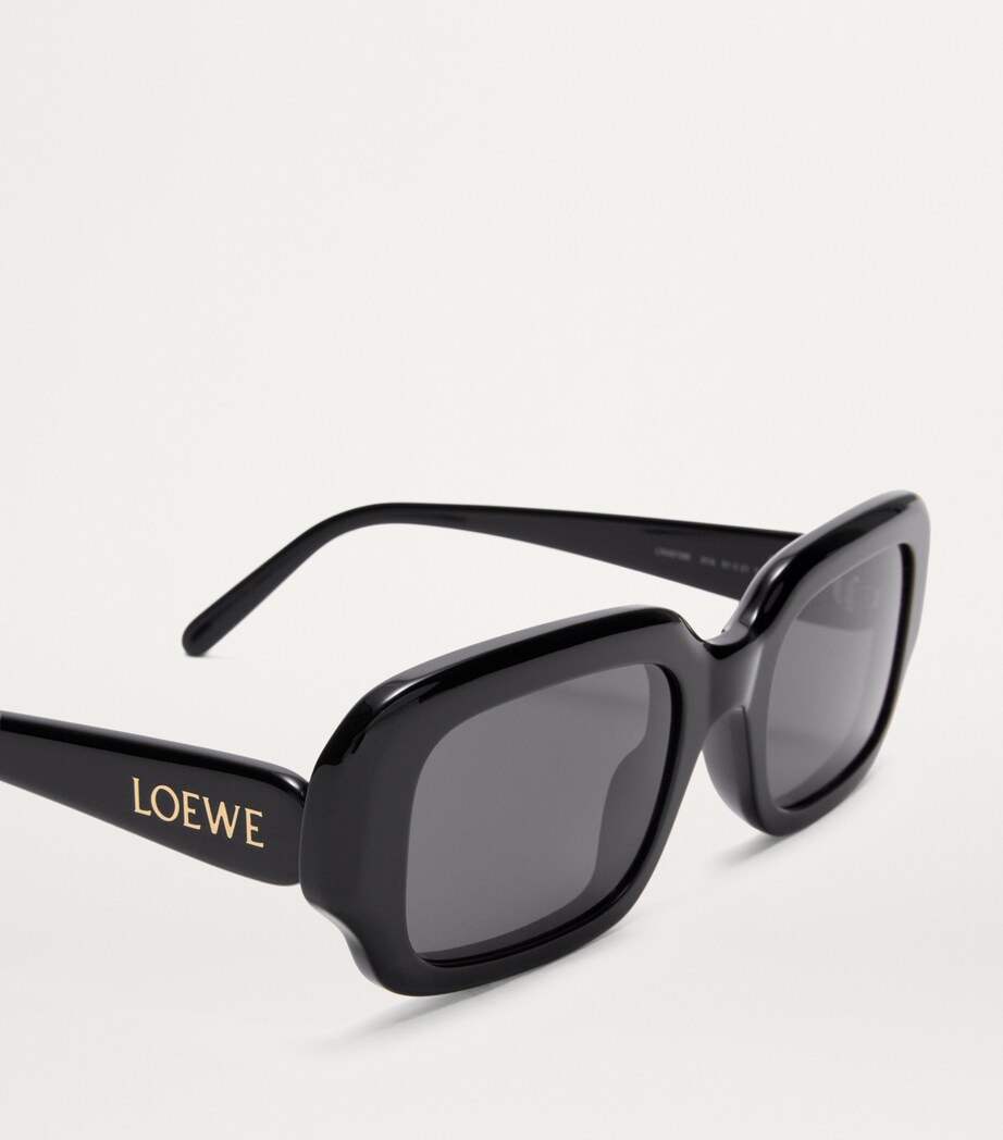 Acetate Rectangular Slim Sunglasses BLACK Image 4