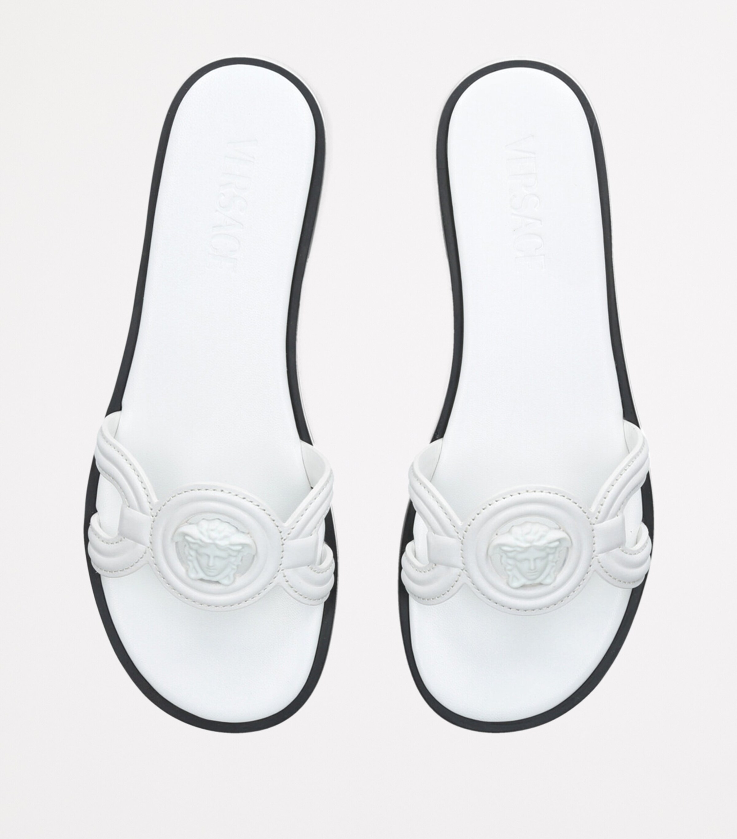 Versace Leather Medusa Slides White Image 4