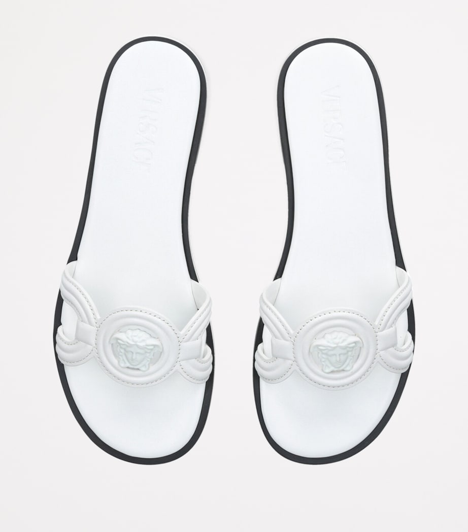 Versace Leather Medusa Slides White Image 4