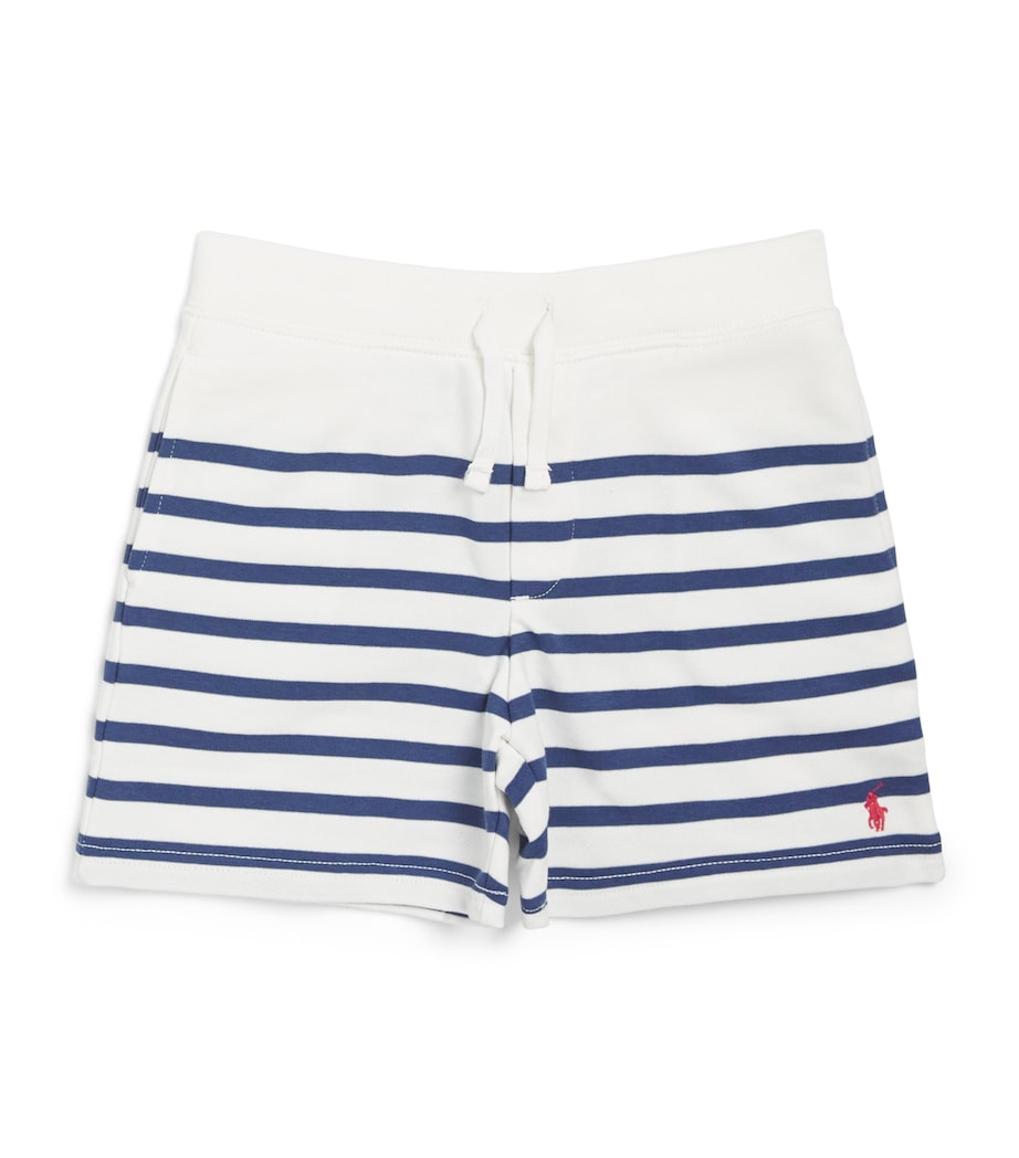 Ralph Lauren Kids Cotton-Blend Striped Drawstring Shorts (6-14 Years) White/navy Image 1
