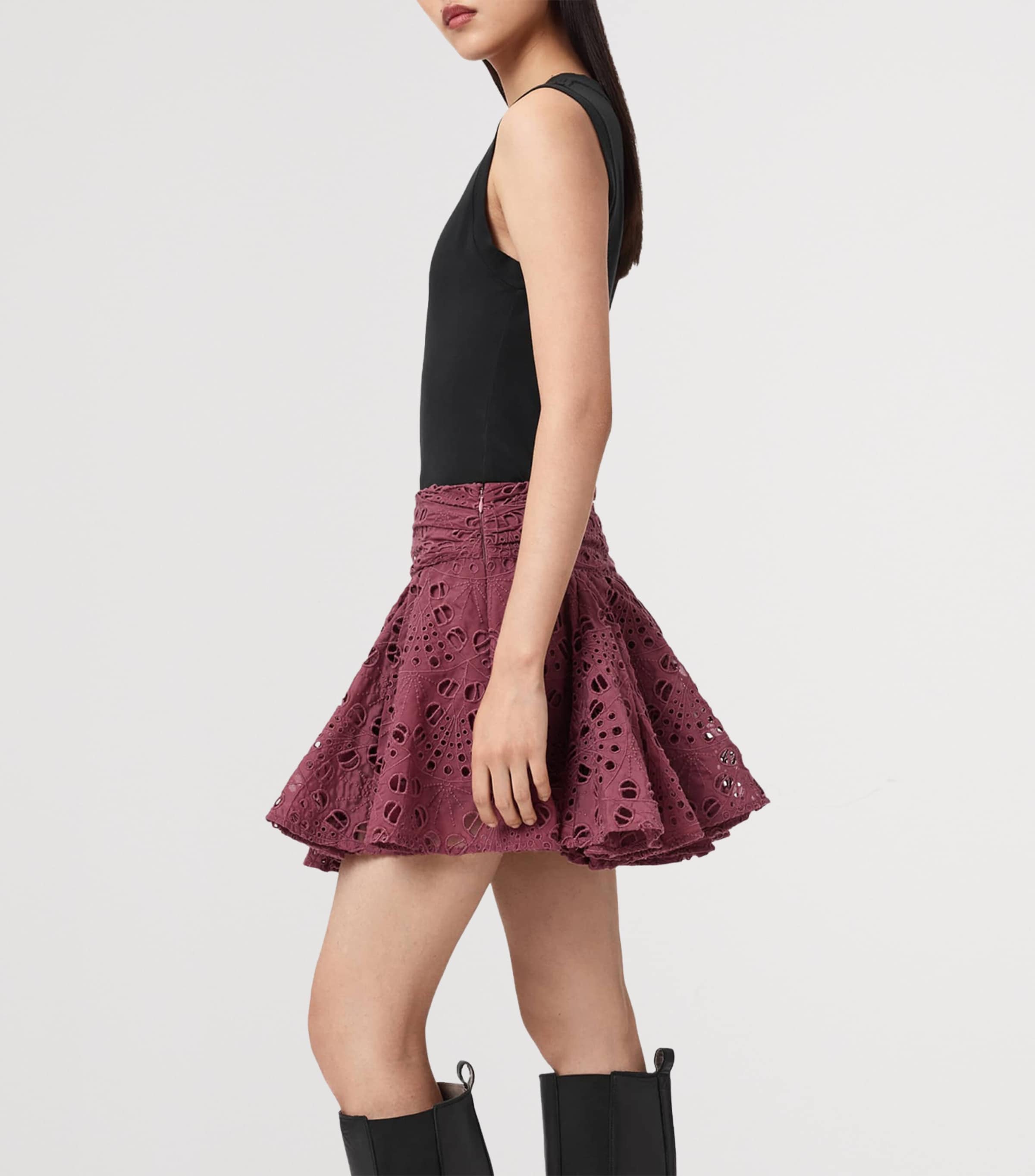 AllSaints Womens Dotty Mini Skirt Raspberry Pink Image 6