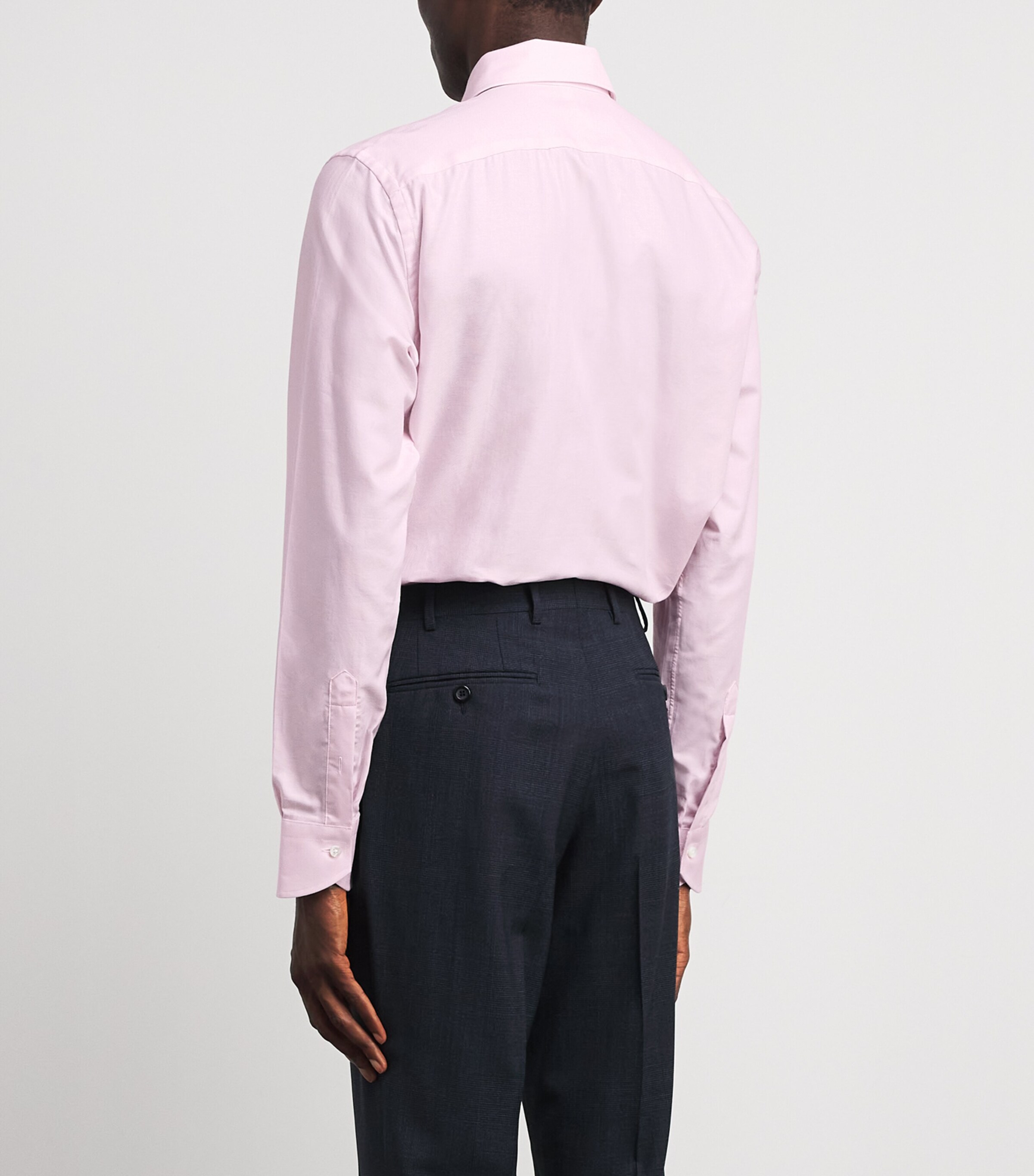 Canali Mens Cotton Textured Shirt Pink Image 5