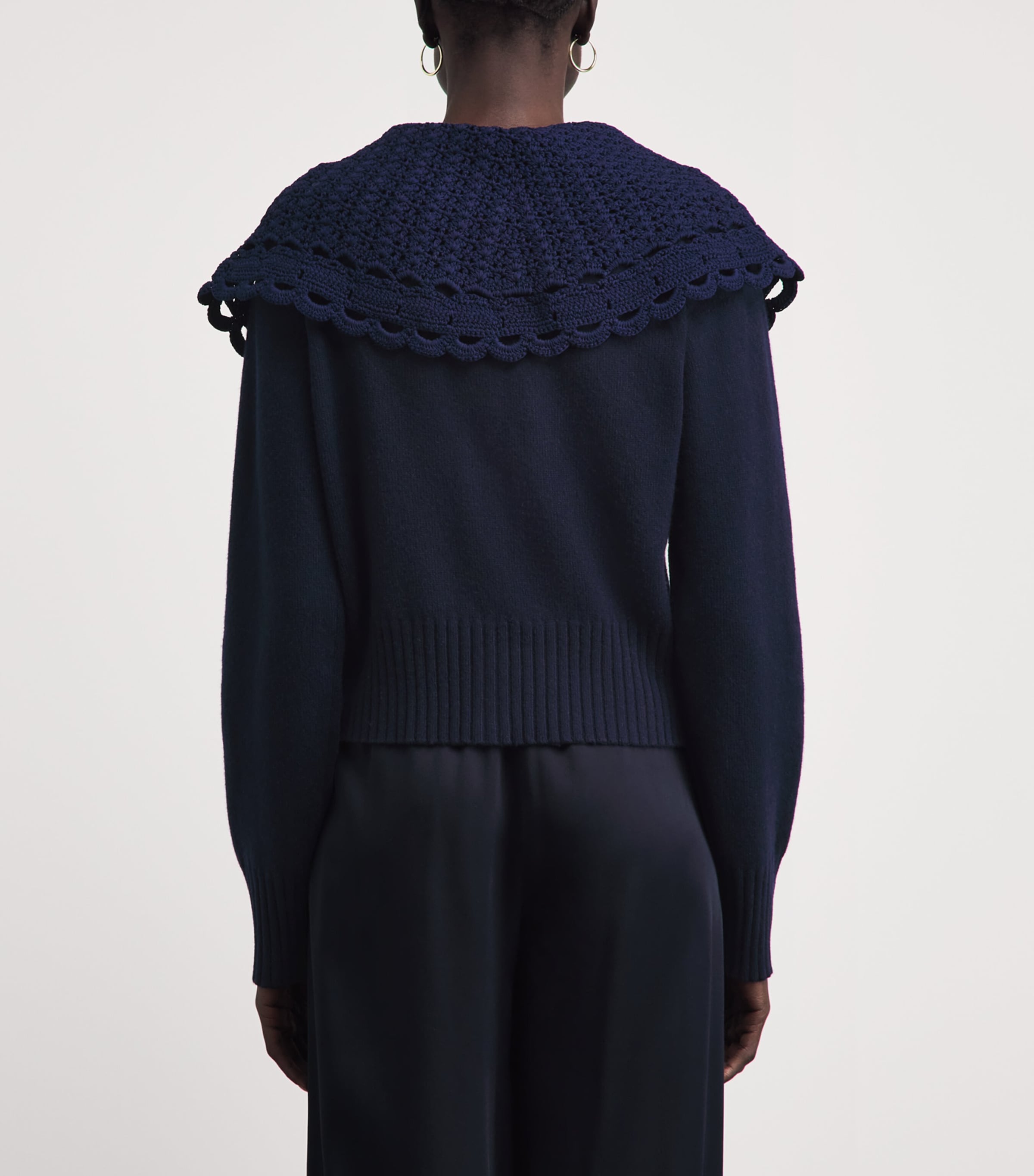 Wool-Blend Collared Cardigan NAVY Image 5