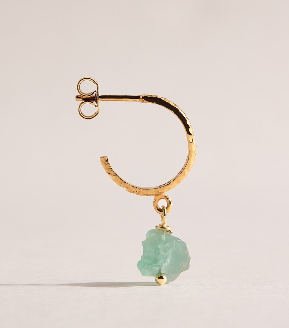 Hermina Athens Gold-Plated Turquoise Hoop Earrings Gold Image 3