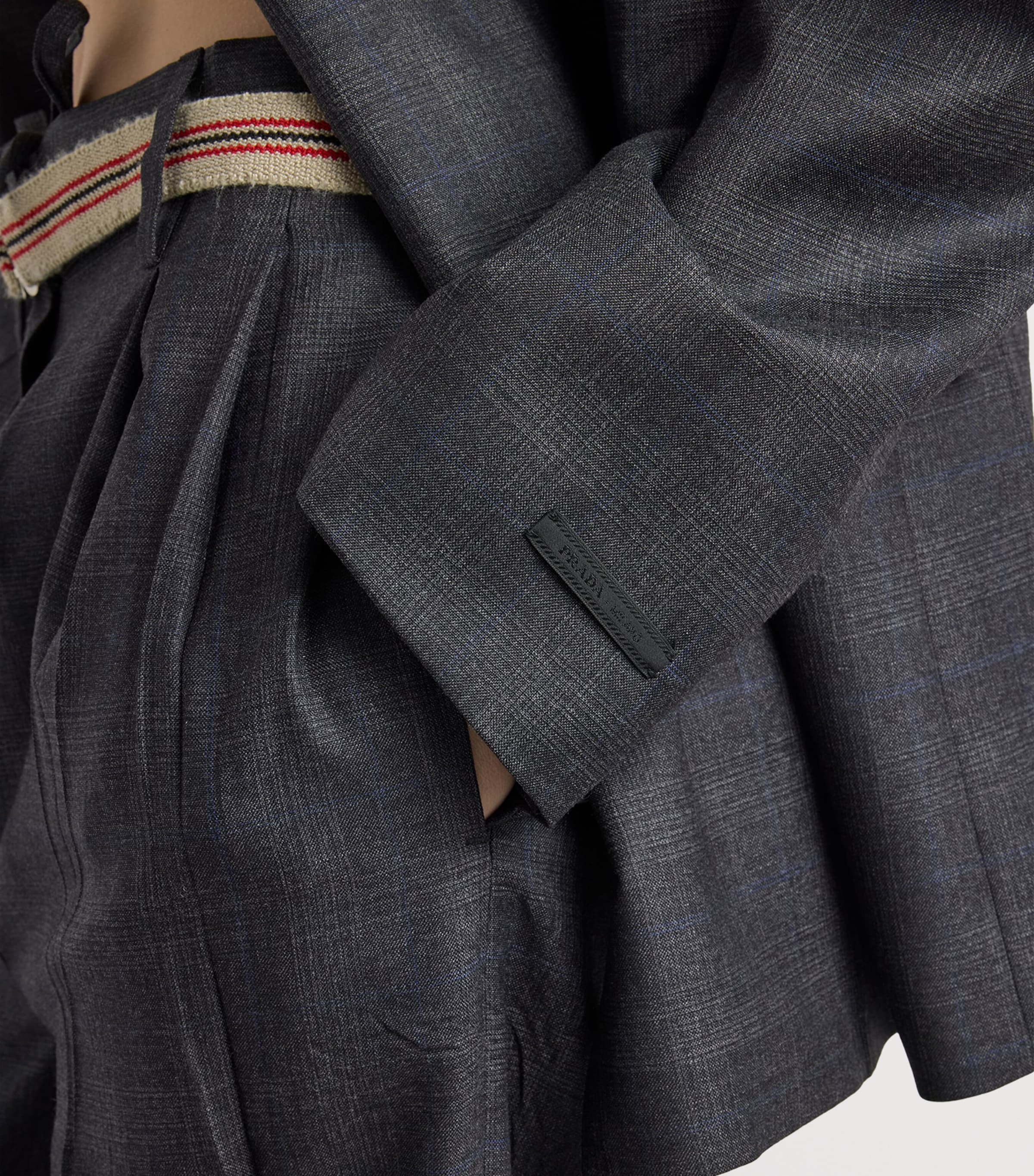 Prada Womens Wool Check Double-Breasted Blazer Image 6