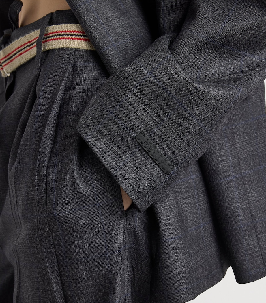 Prada Womens Wool Check Double-Breasted Blazer Image 6