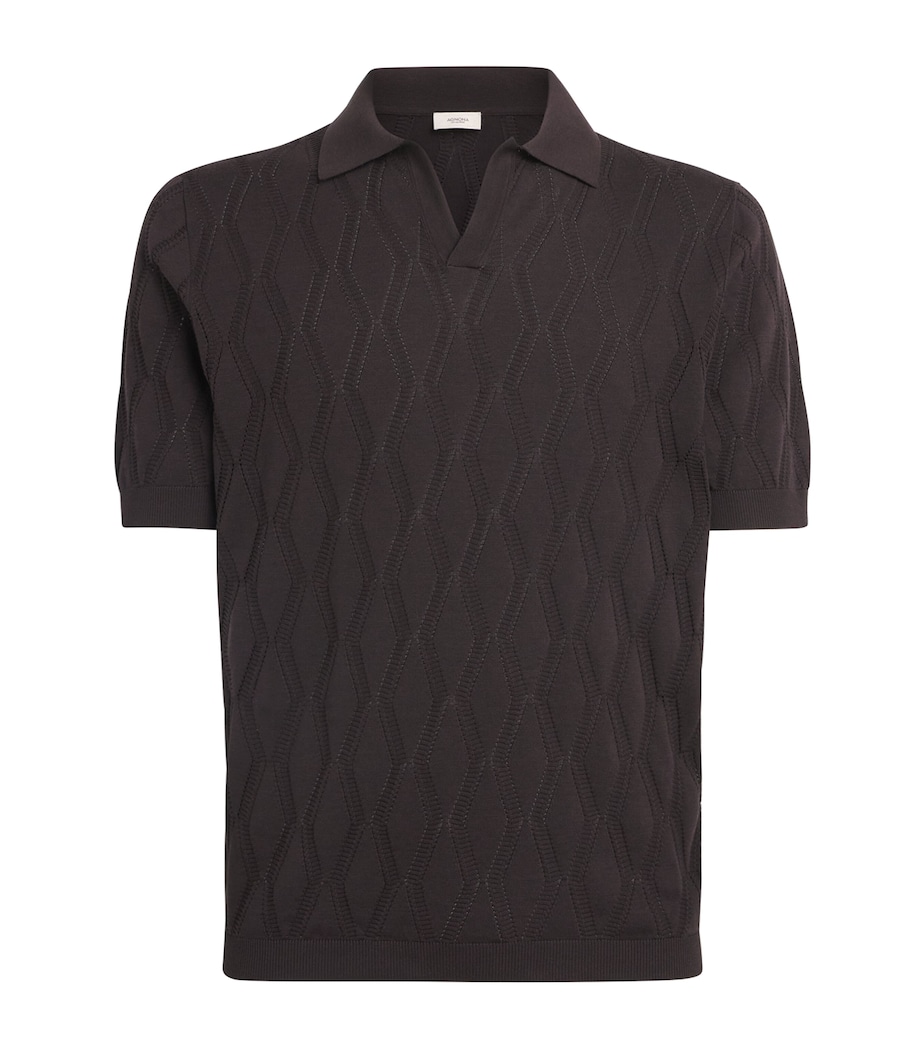 Agnona Mens Cotton-Silk Knitted Polo Shirt Brown Chocolate Image 1