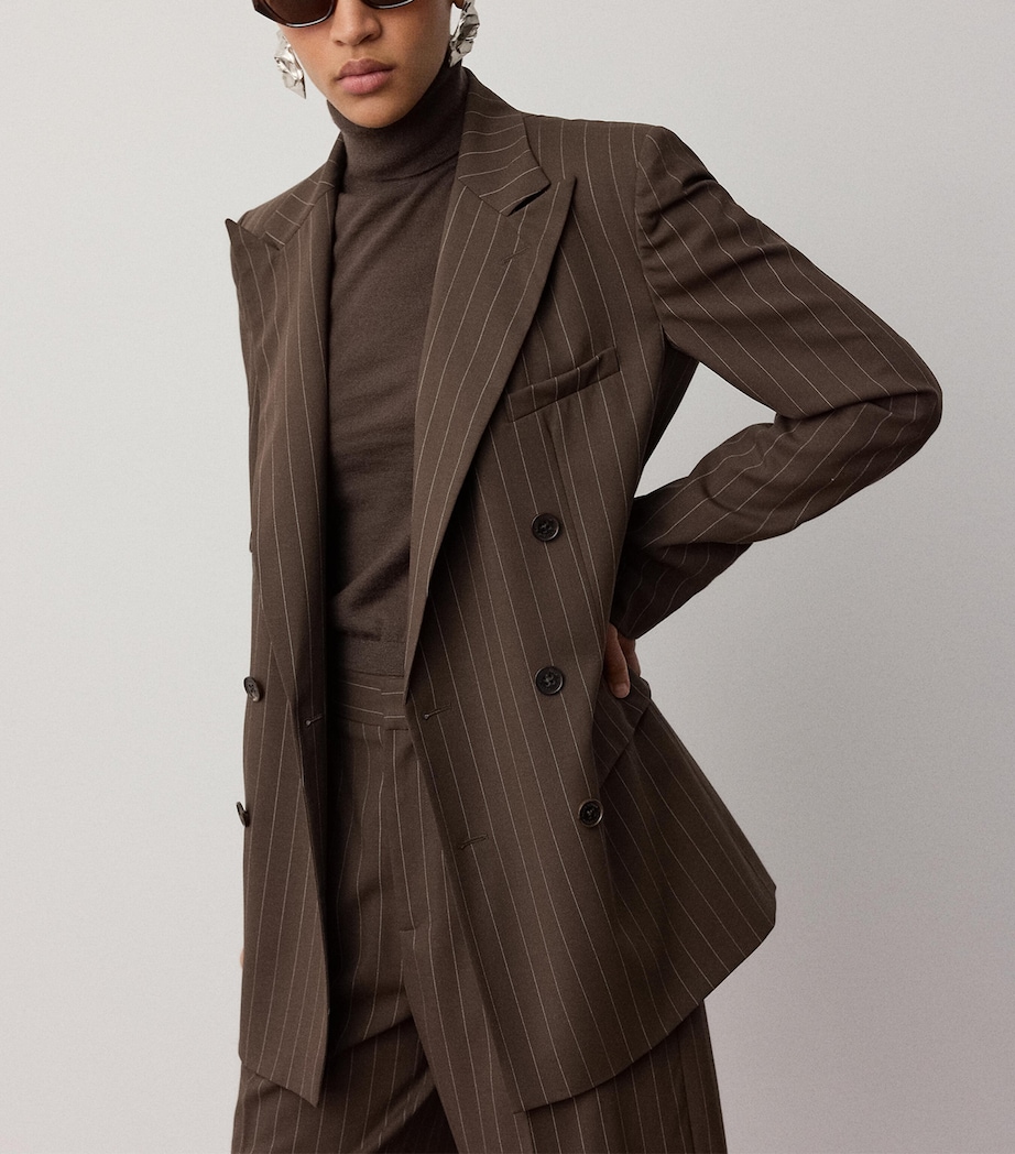 Ralph Lauren Collection Womens Wool Pinstripe Ramona Blazer Sycamore/cream Image 4