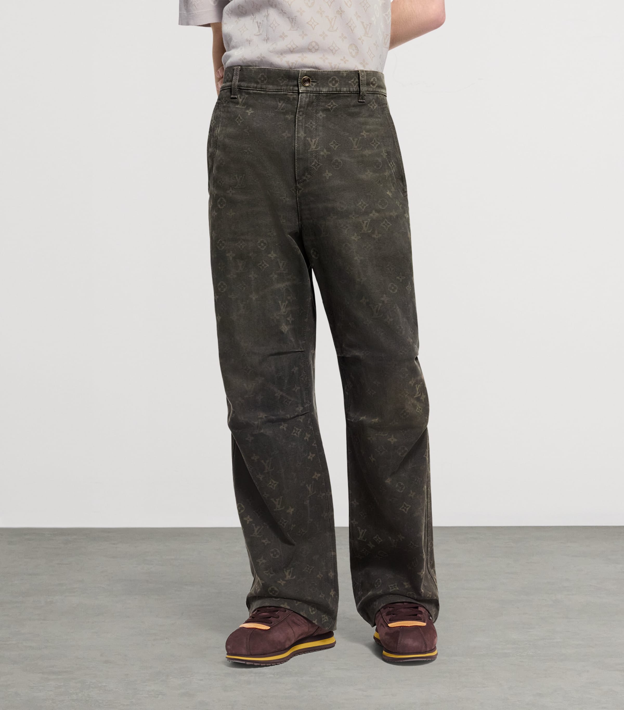 Waxed Denim Trousers DARK KHAKI GREEN Image 2