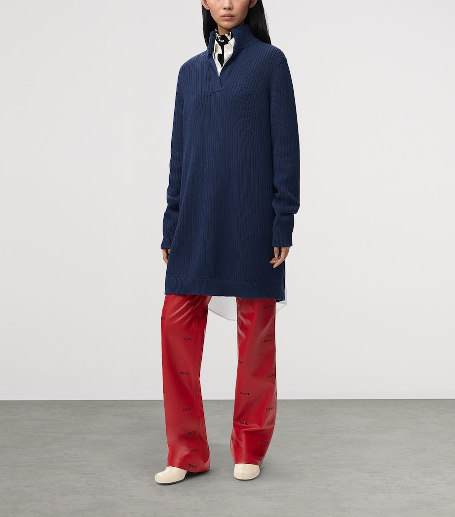 LOEWE Womens Layered Shirt-Sweater Mini Dress Dark Blue Image 4