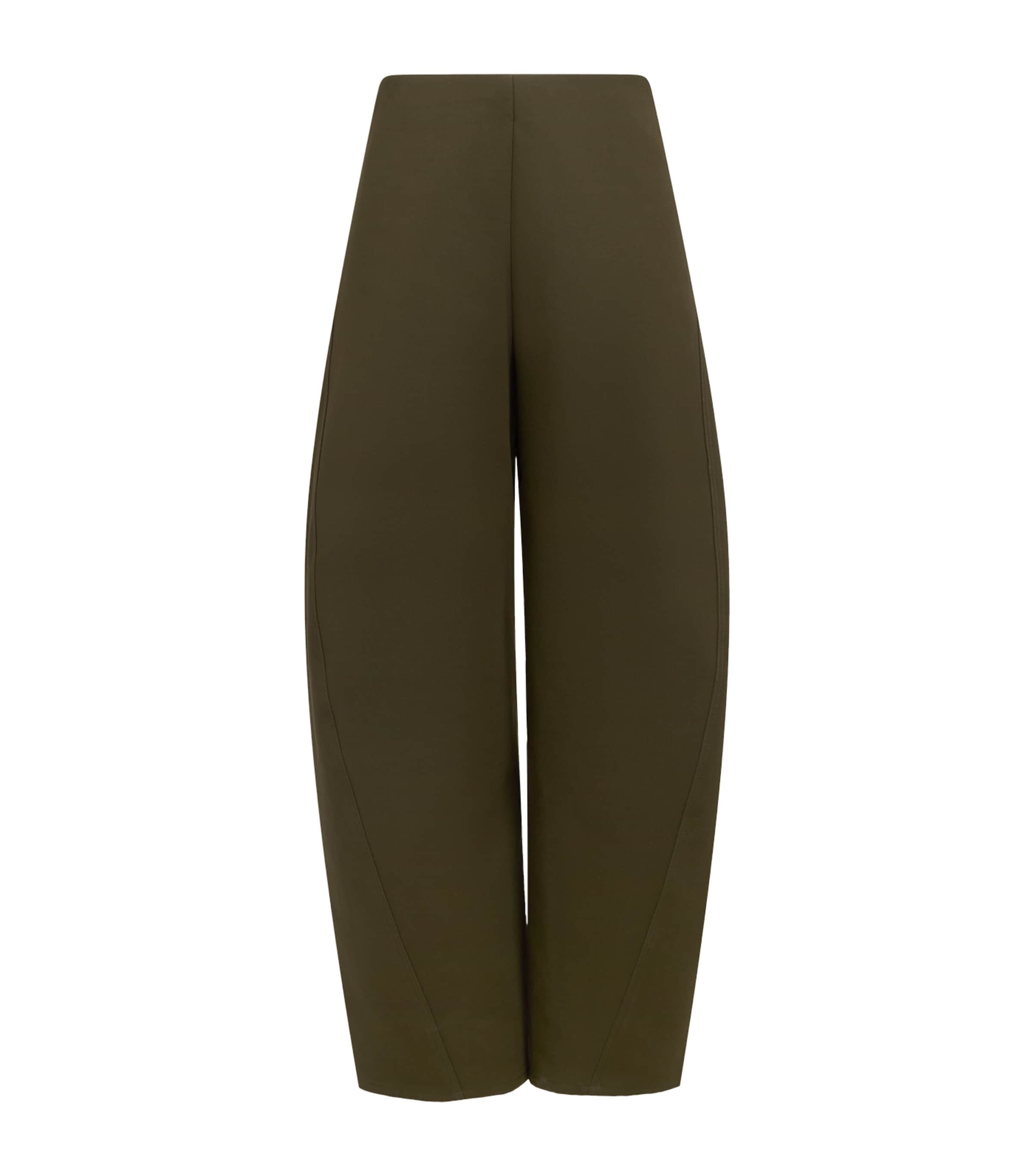 Alaïa Cotton-poplin Barrel-leg Pants In Brown