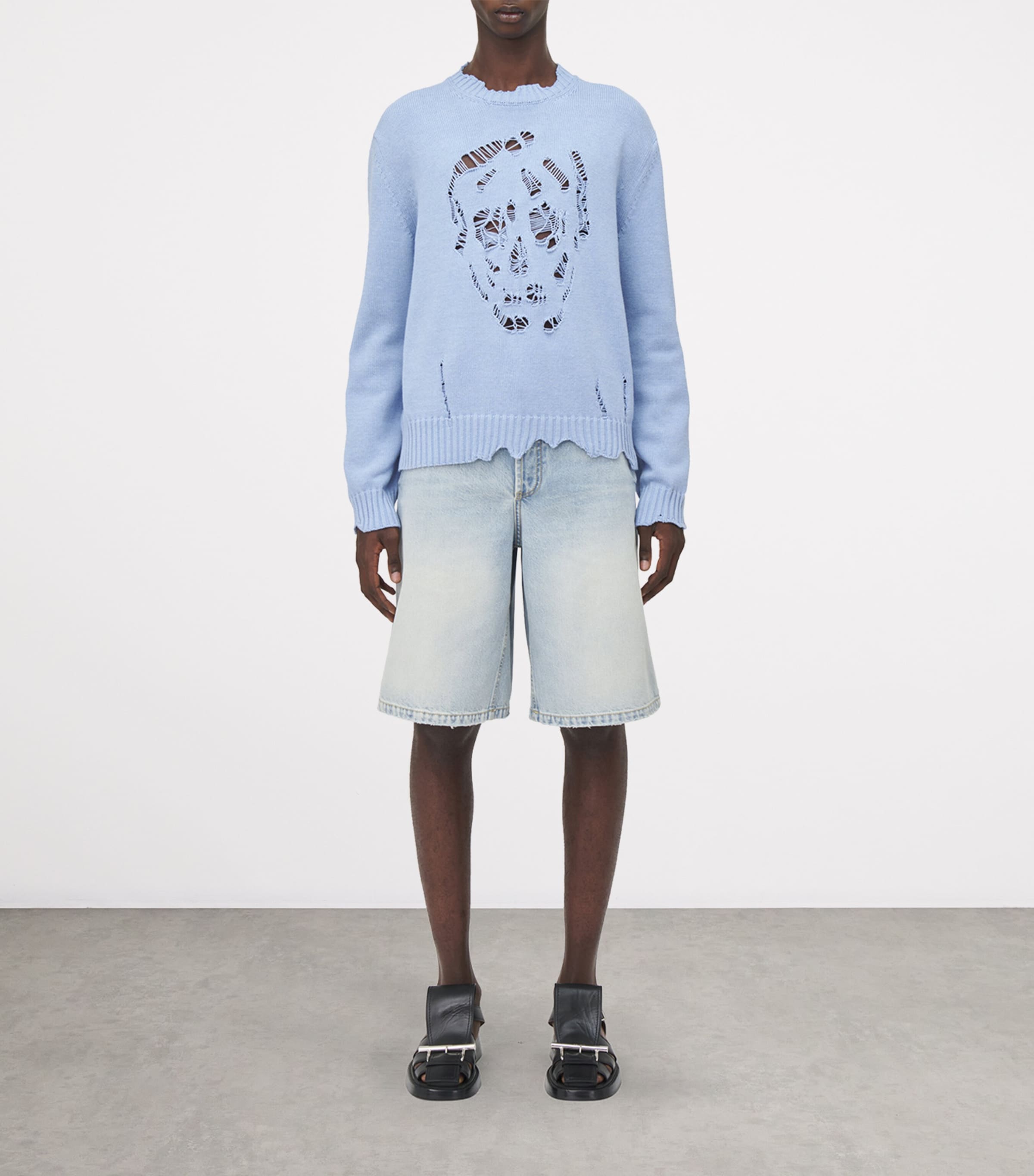 Cotton Distressed Skull Sweater 4331 Image 2