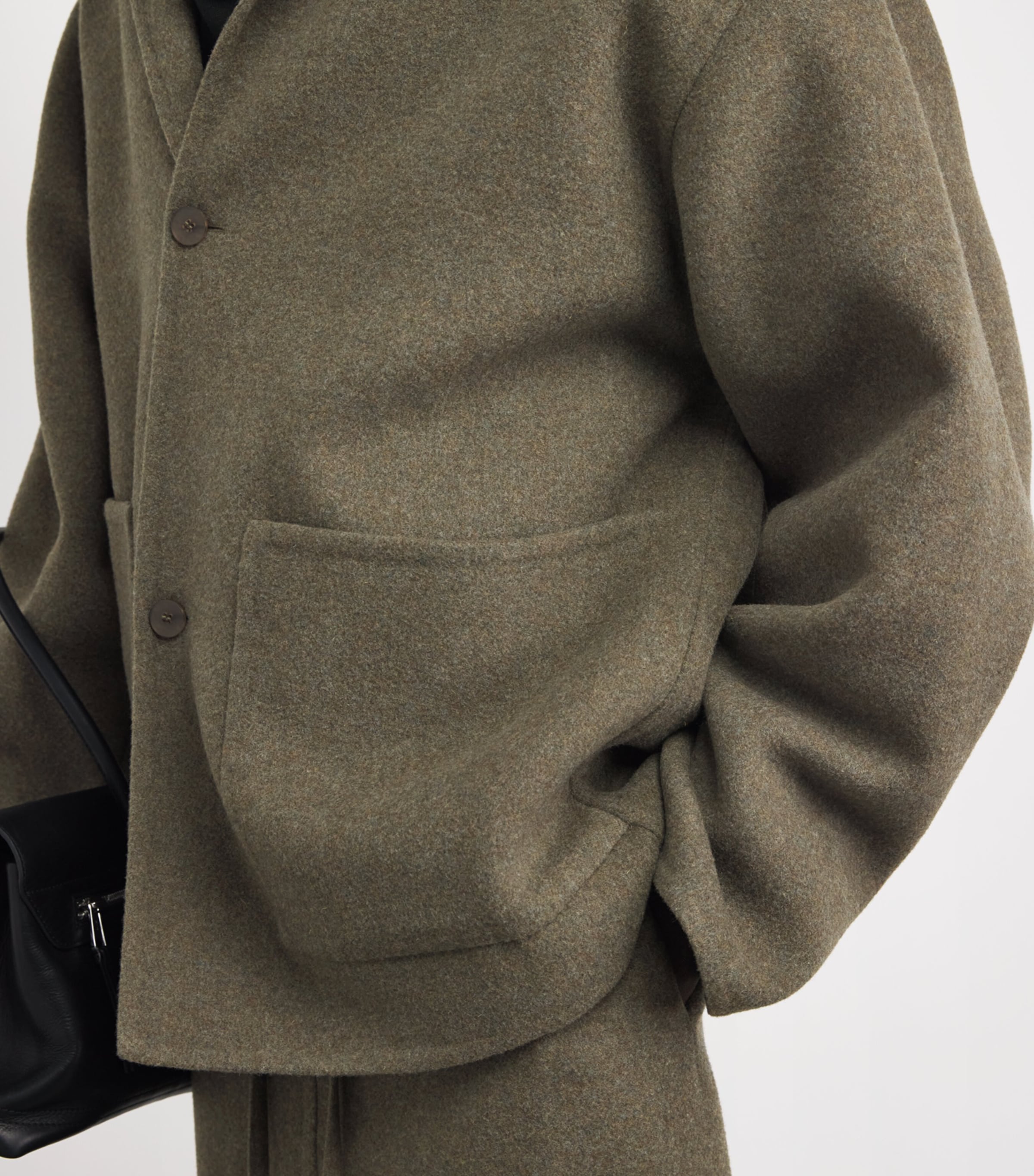 Fear Of God Mens Virgin Wool Overcoat Khaki Melange / Image 3