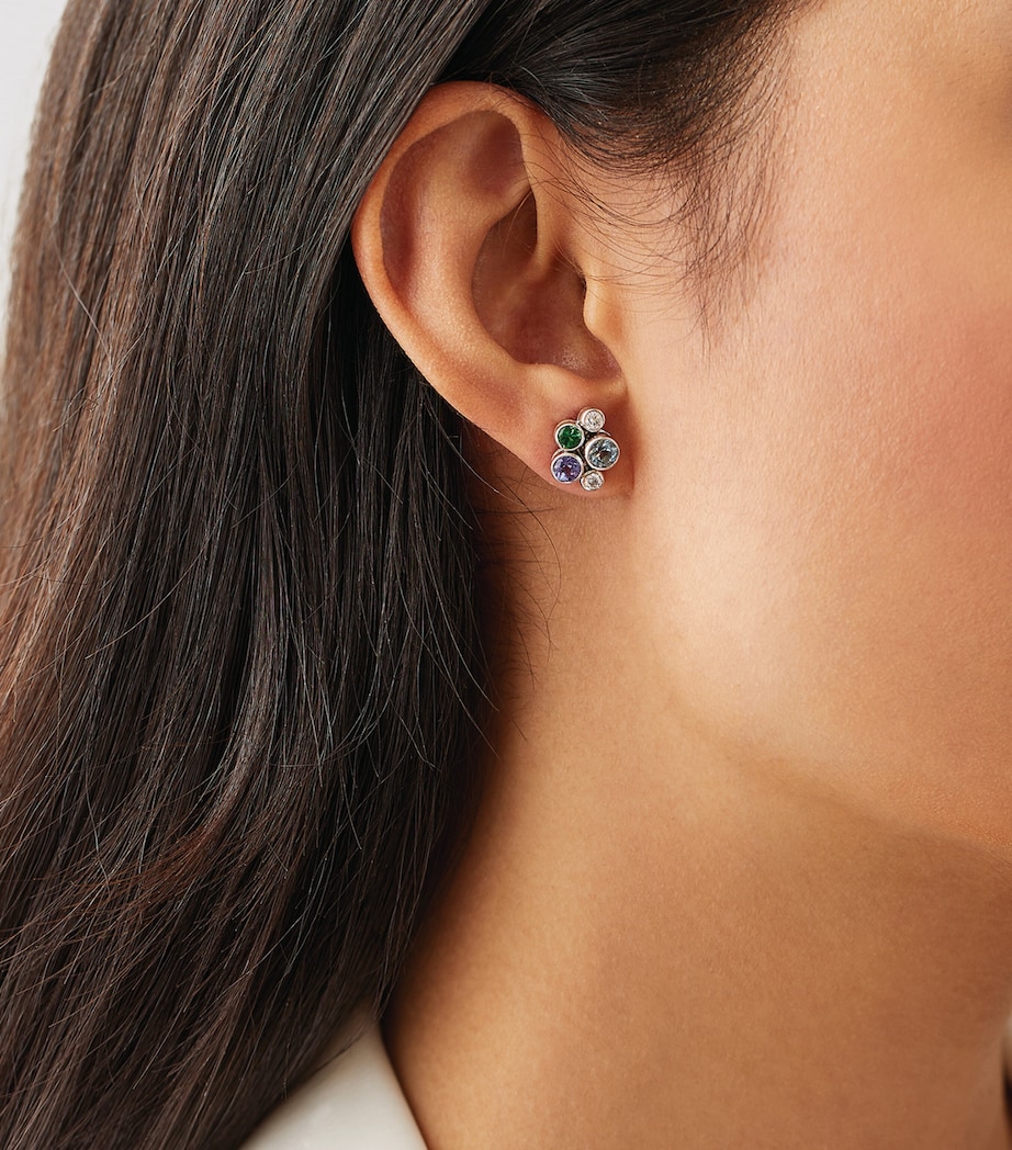 White Gold and Diamond Raindance Watercolour Cluster Stud Earrings SILVER Image 2