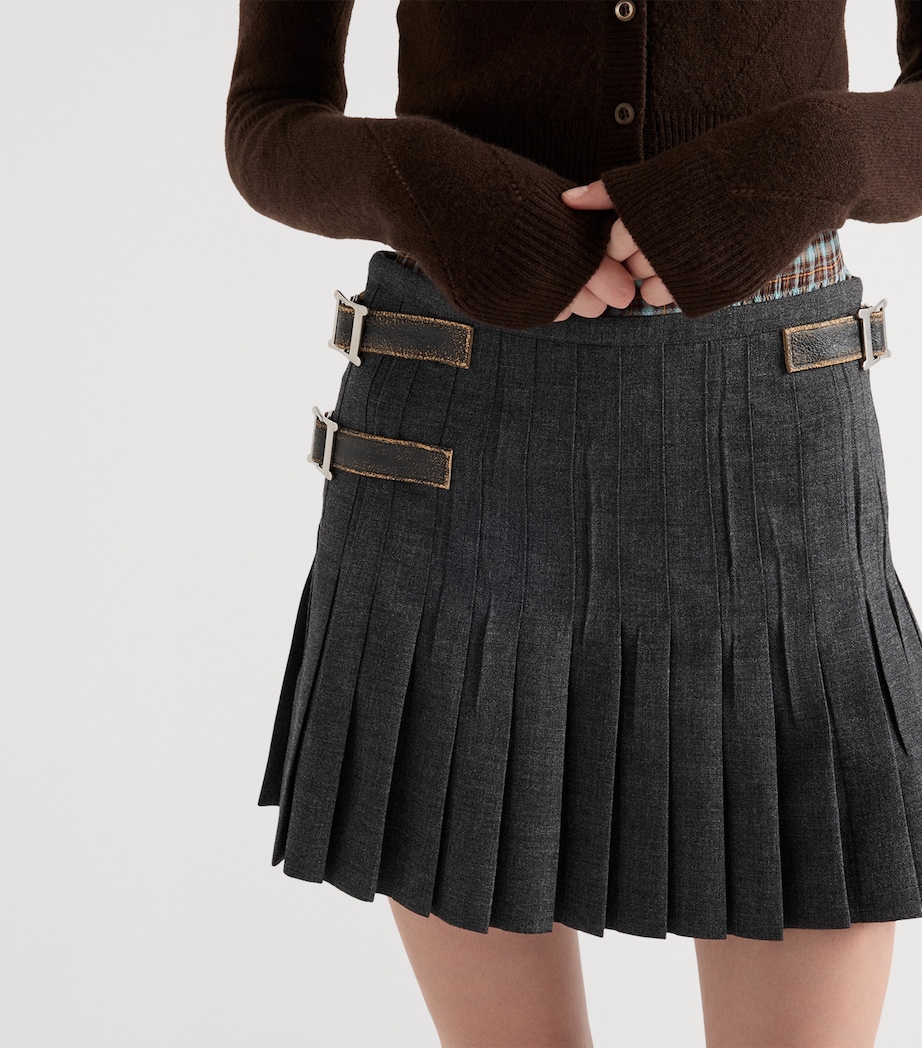 Wool Pleated Mini Skirt F0480 Image 3