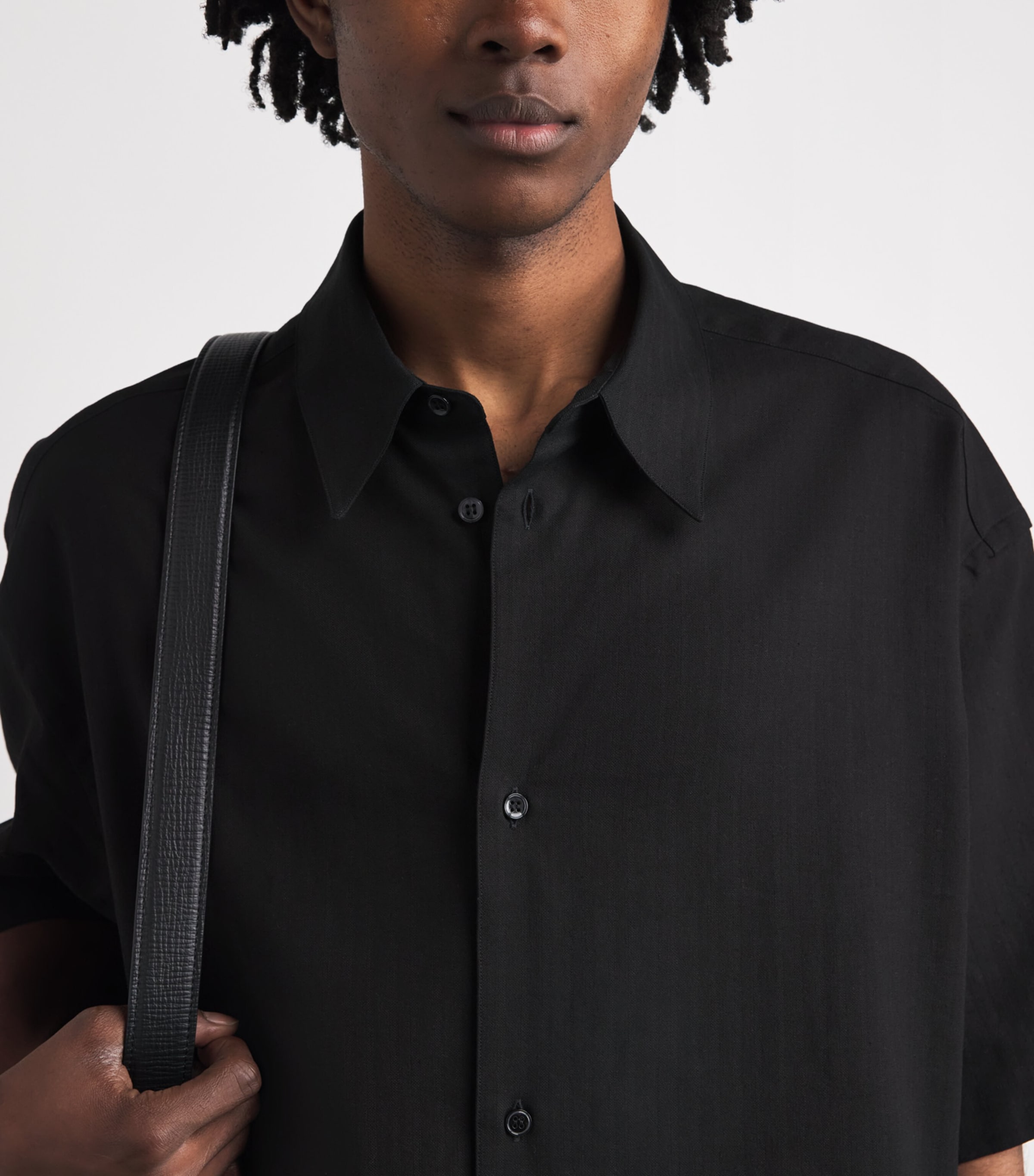 Studio Nicholson Mens Matelassé Boxy Sanko Shirt Black Image 3