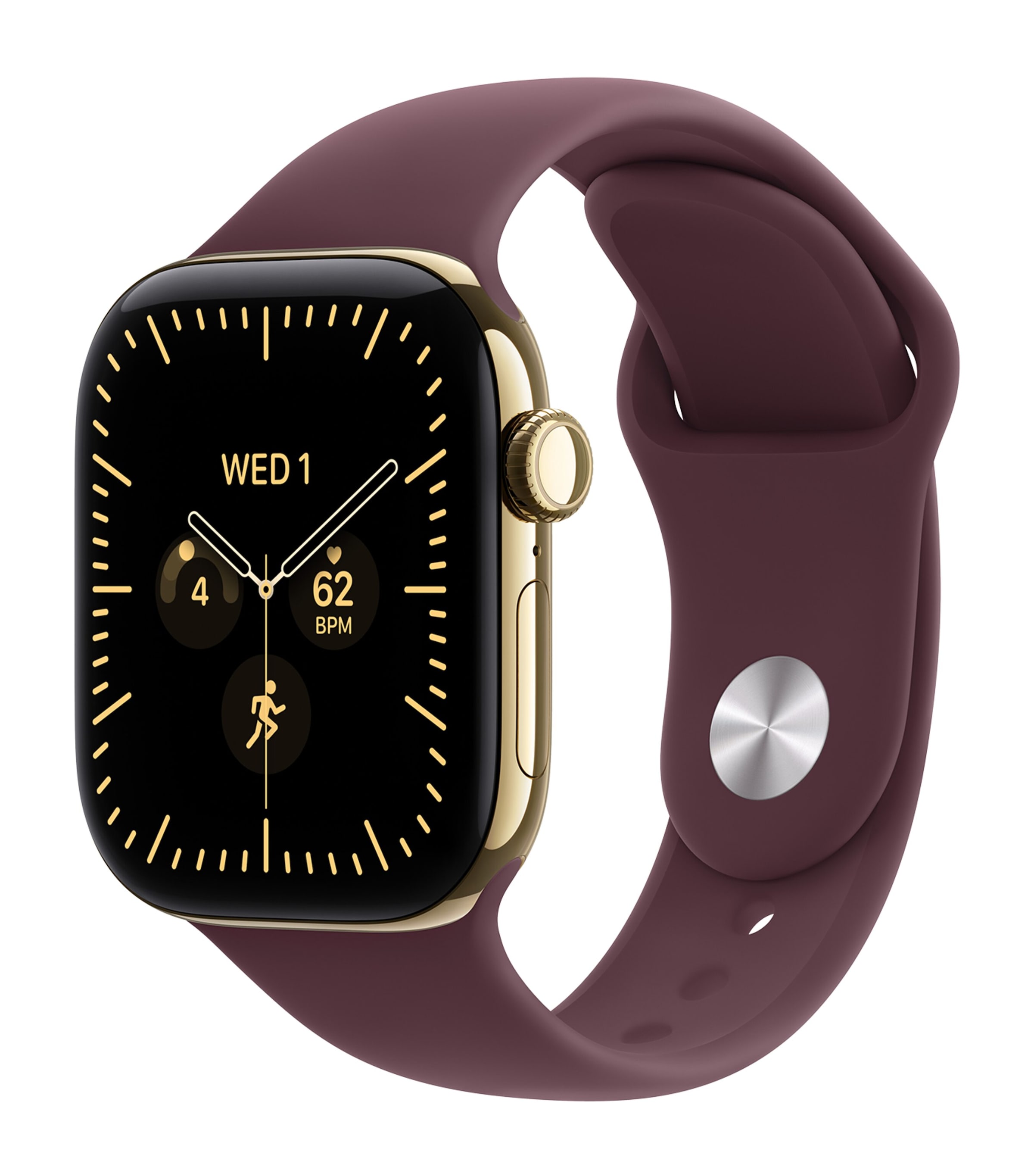 Apple Apple Watch Series 12 GPS + Cellular – Radiant Gold Titanium with Burgundy Sport Band, 42mm, Medium/Large Rdnt Gld Titanium Image 1