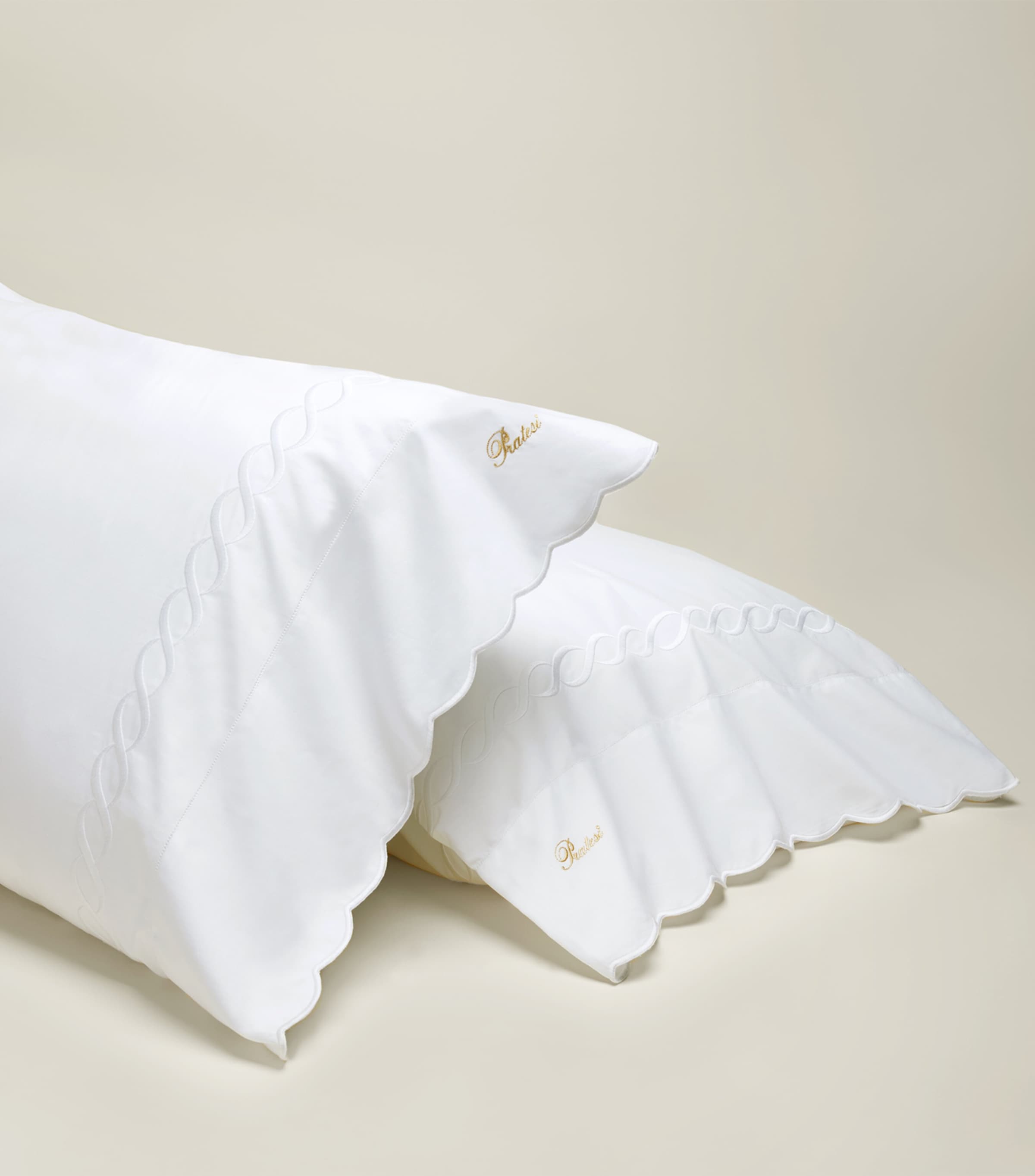 Pratesi Treccia Pillowcase (13cm x 41cm) White/white Image 2