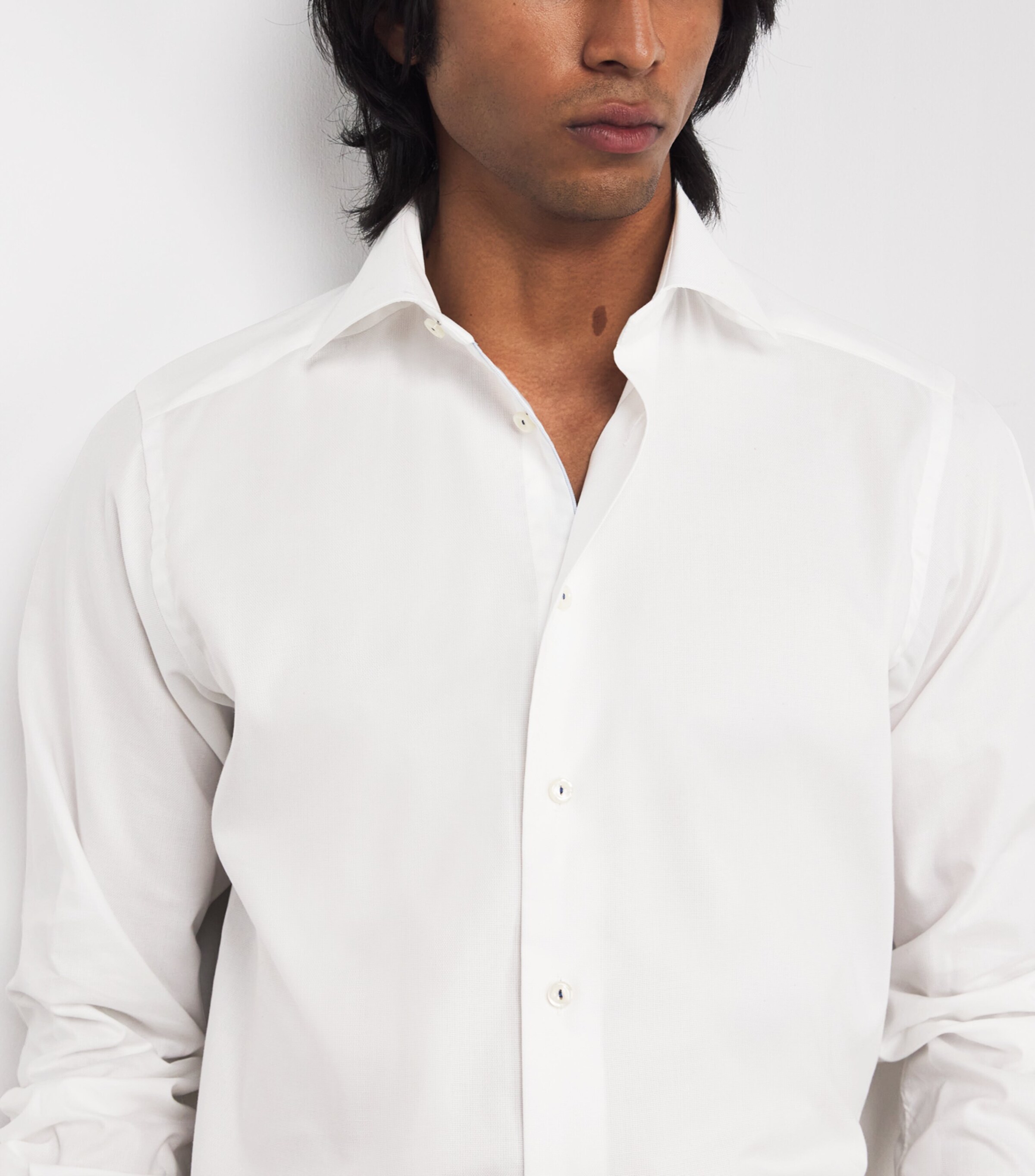 Eton Mens Cotton-Blend Oxford Shirt White Solid Image 6