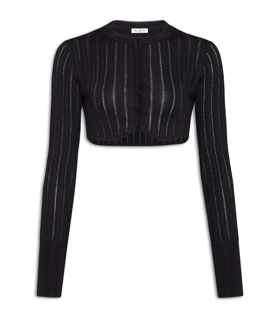 Alaïa Womens Cropped Cardigan Noir Alaia Image 1