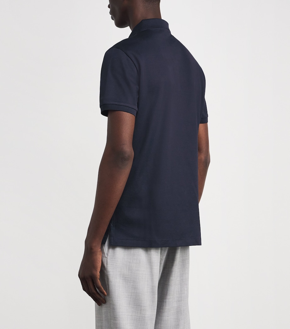 Cotton Piqué Slim-Fit Polo Shirt NAVY Image 4