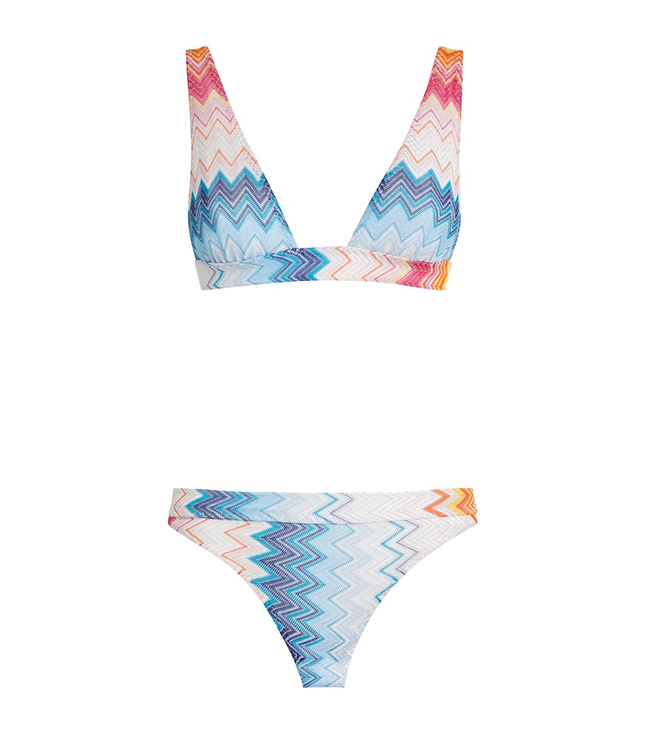 Zigzag Plunge-Neck Bikini SM9MW MLTI FCSA BLU Image 1