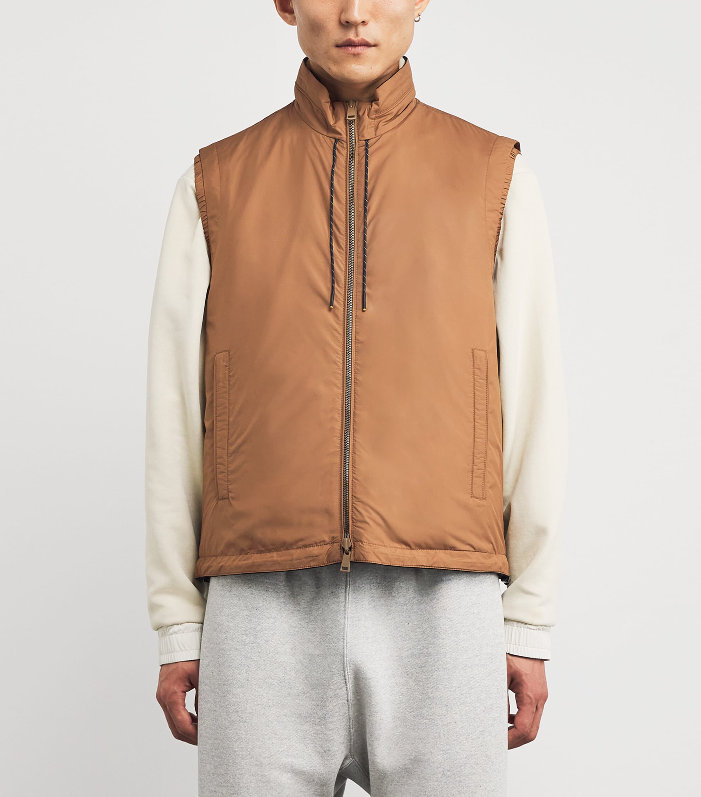 Wool-Silk Riviera Reversible Gilet 627 NOCCIOLA/BLU Image 3