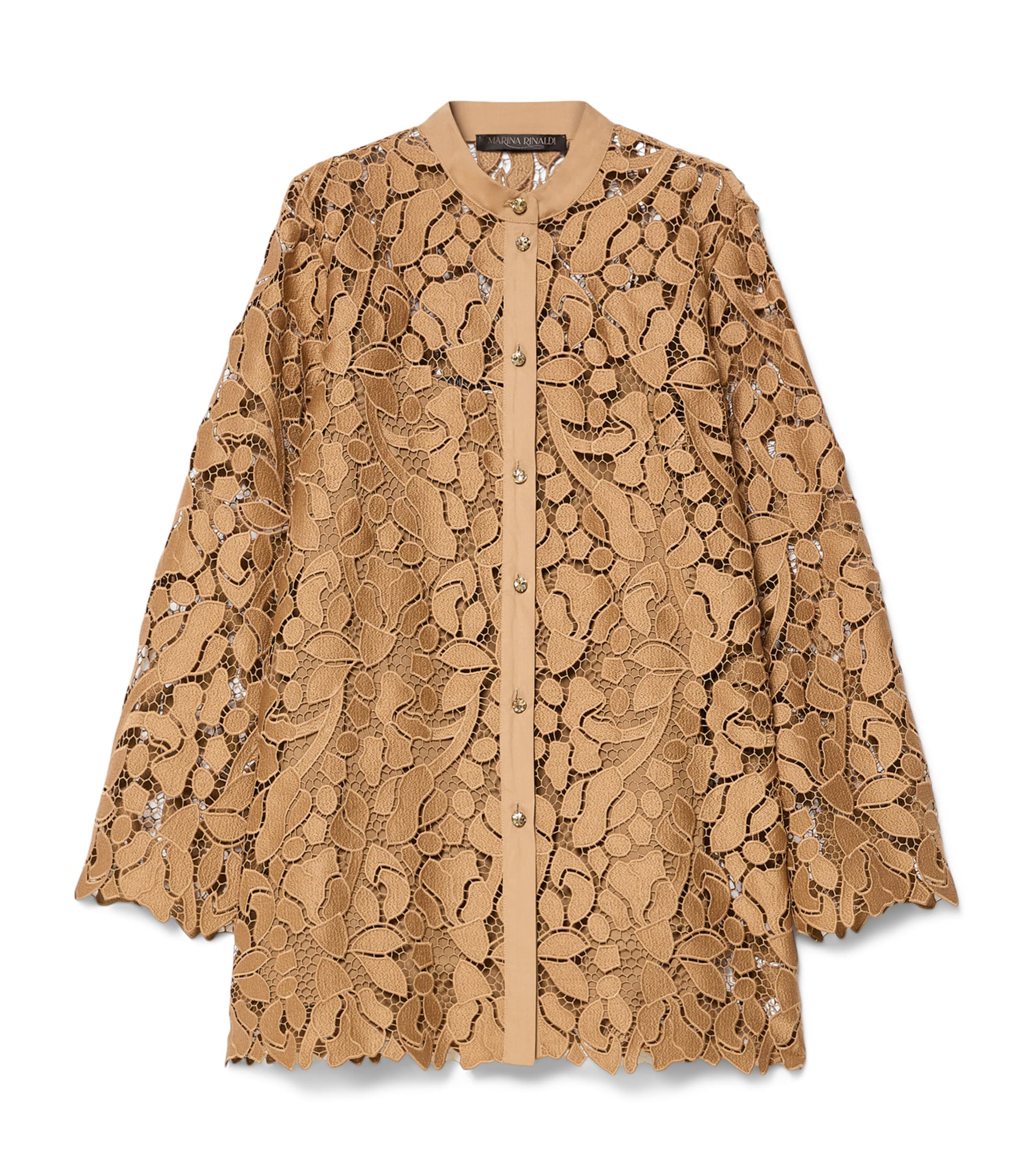 Marina Rinaldi Womens Macramé Lace Shirt Camel Image 1
