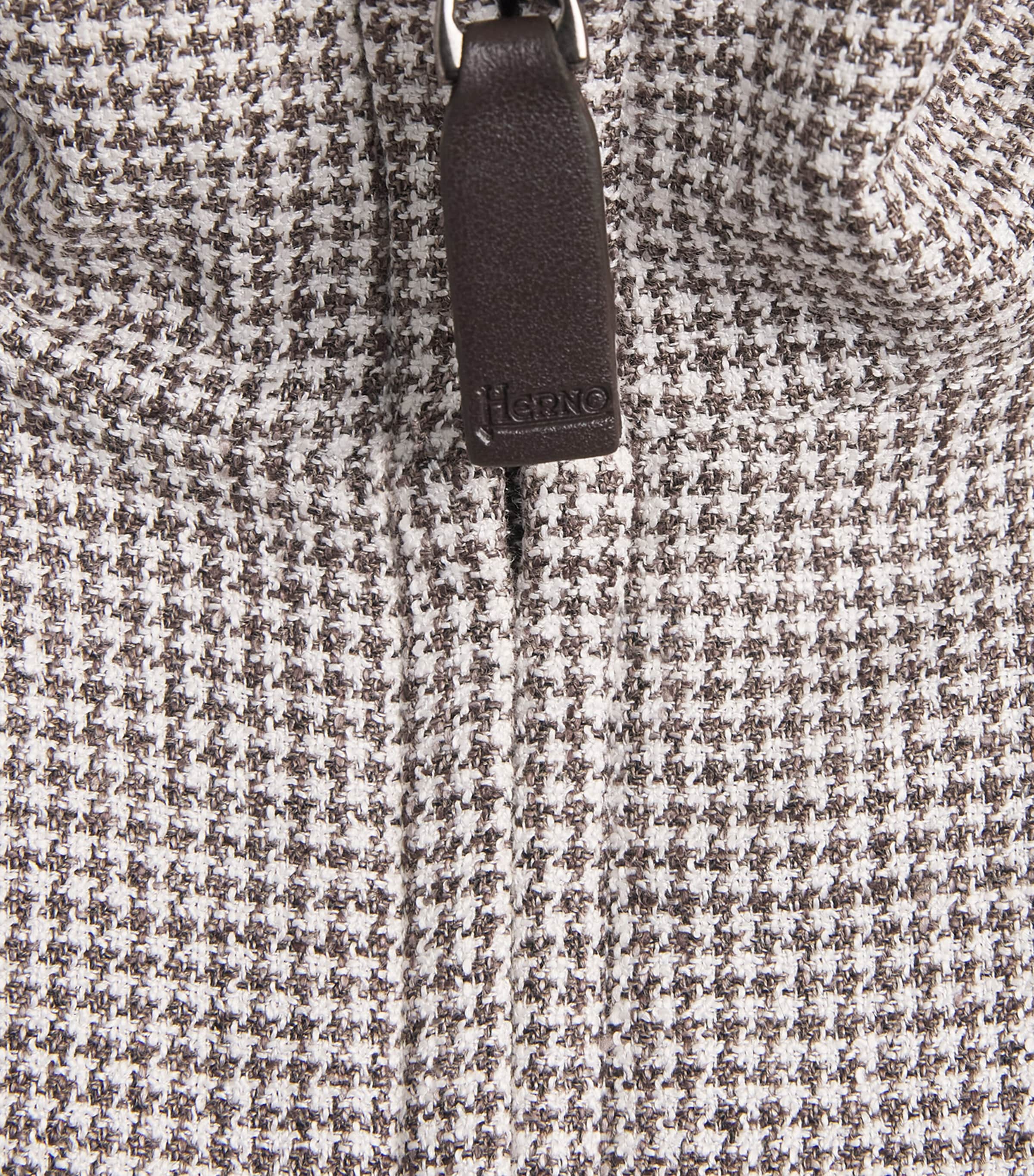 Linen-Blend Houndstooth Bomber Jacket MUD 8600 Image 6