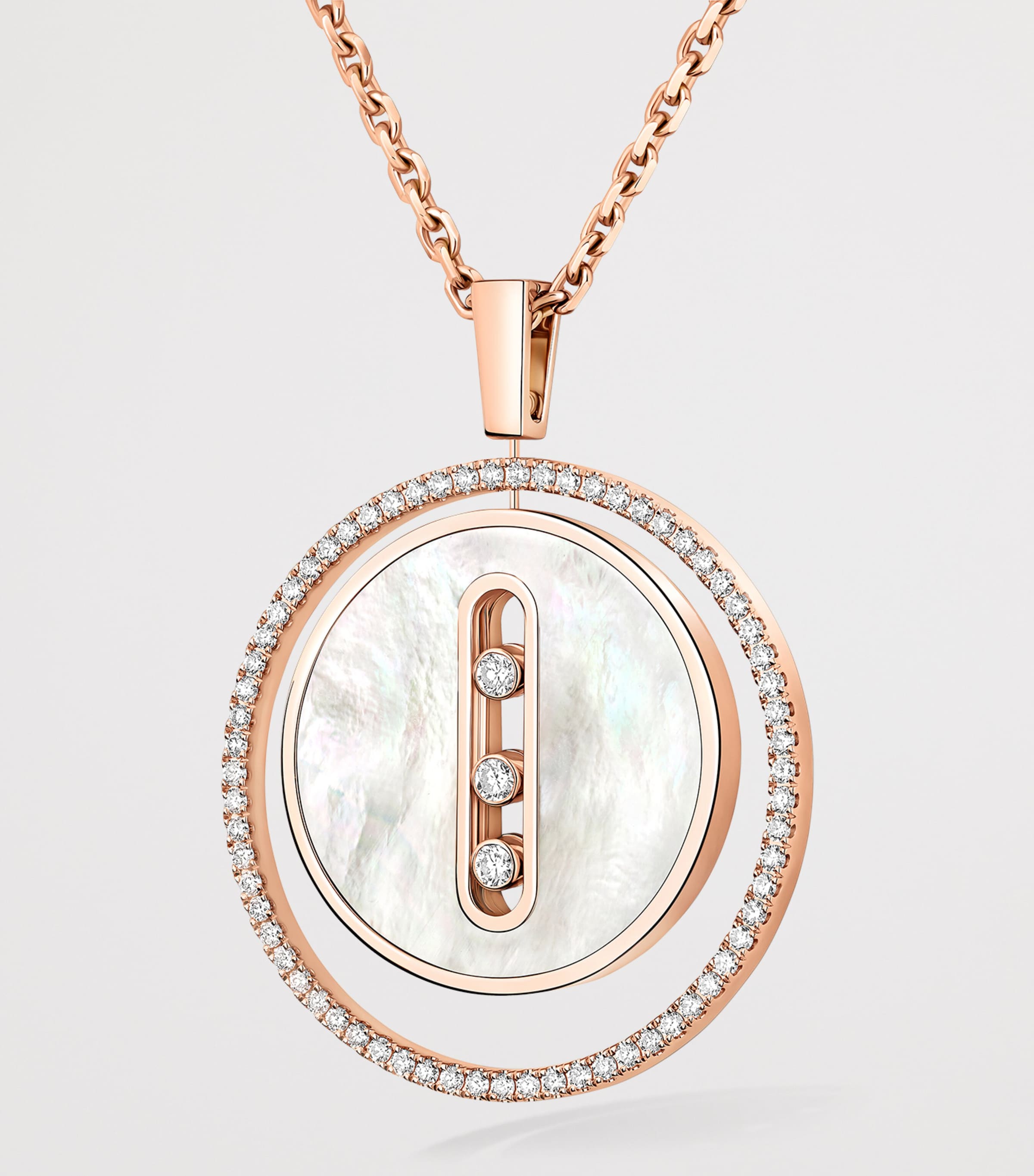 Messika Lucky Move Rose Gold, Diamond and Mother-of-Pearl Necklace (0.38ct) Pink Gold Image 2