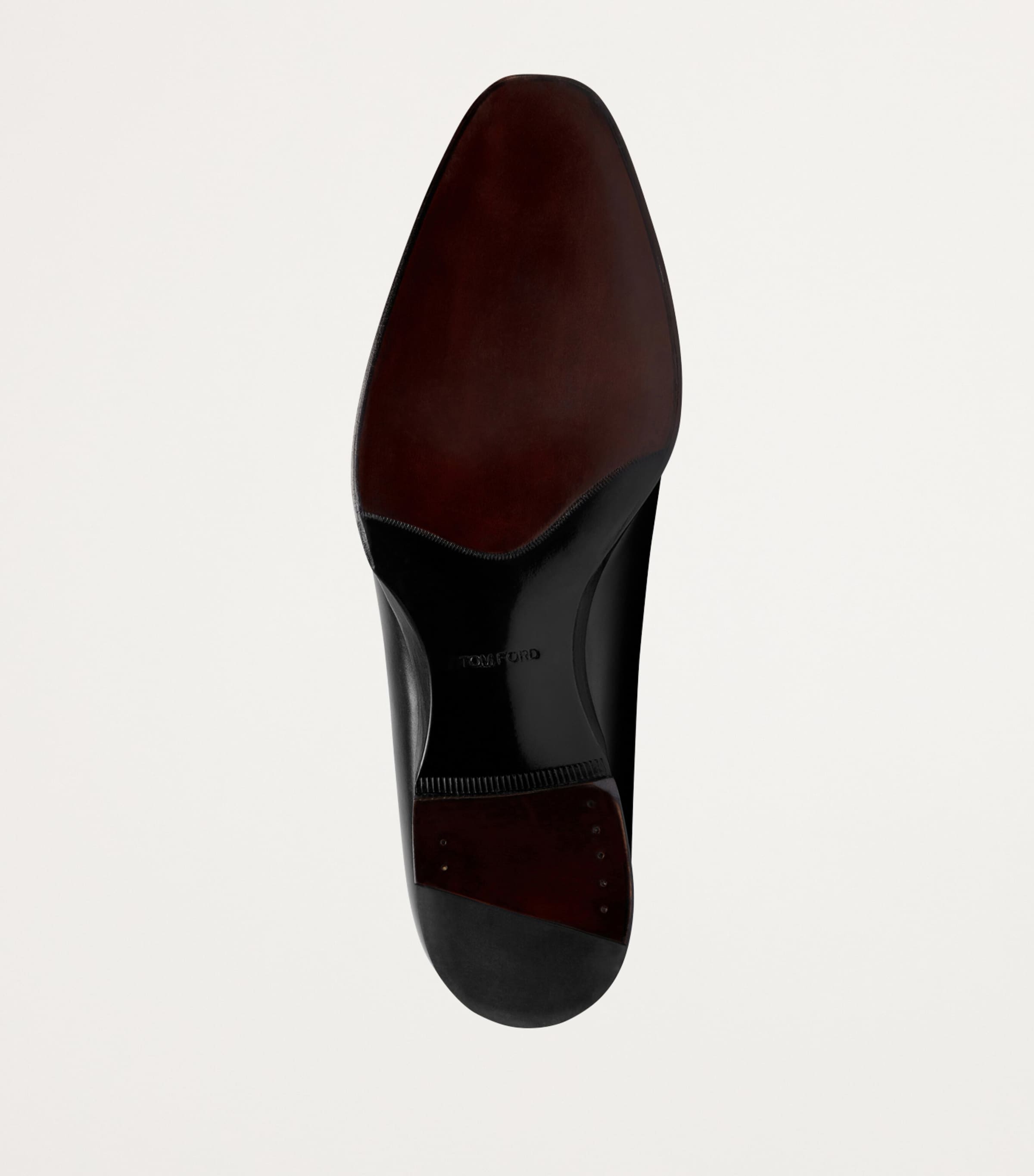 TOM FORD Black Burnished Leather Elkan Loafers | Harrods US