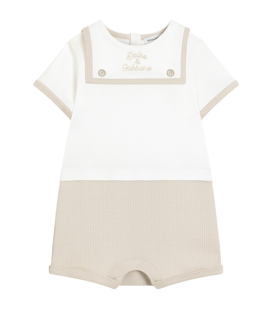 Dolce&Gabbana Kids Cotton Logo Playsuit (0-24 Months) Combined Colou Image 1