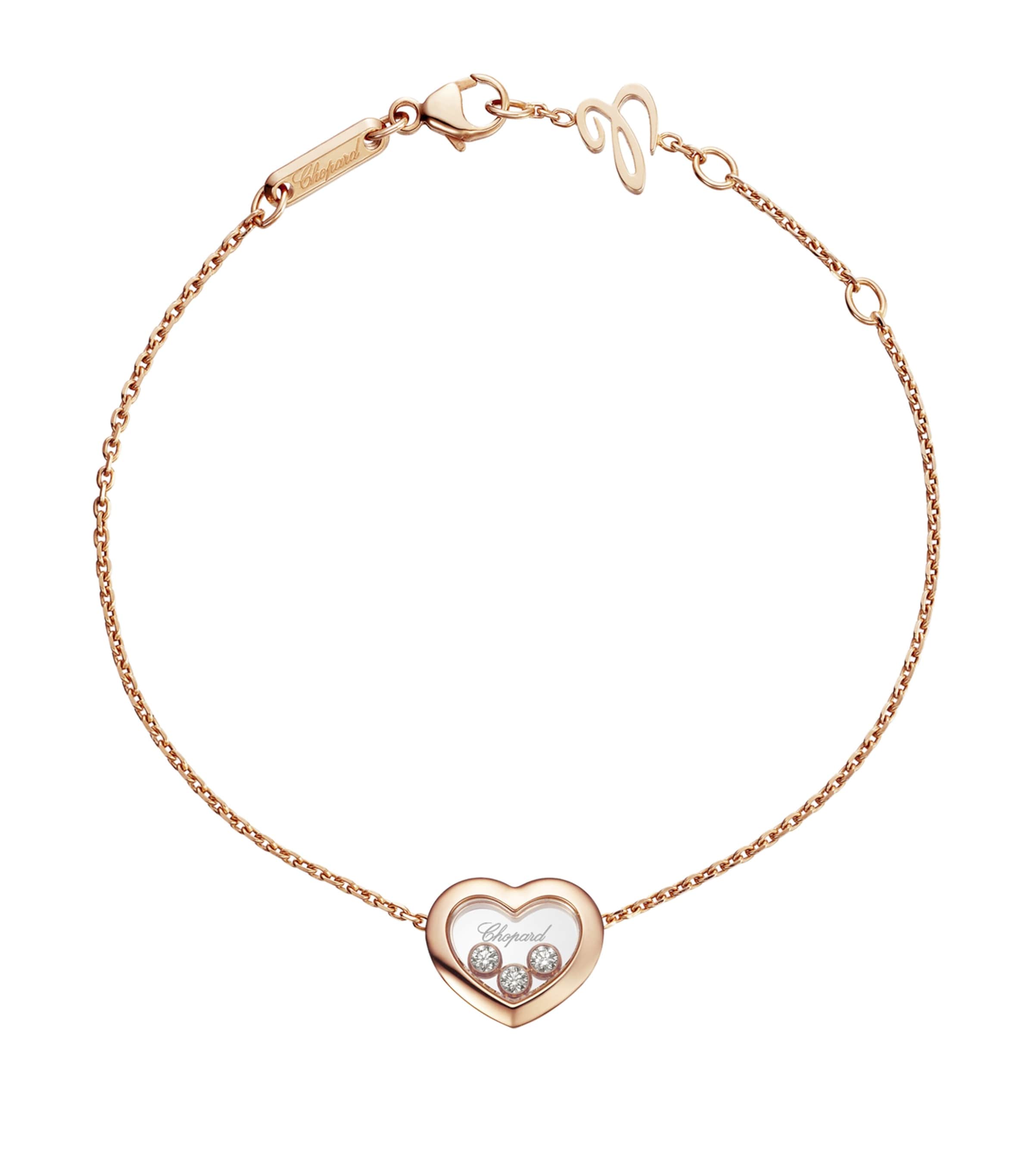 Chopard Rose Gold And Diamond Happy Diamonds Icons Bracelet In Rose Gold