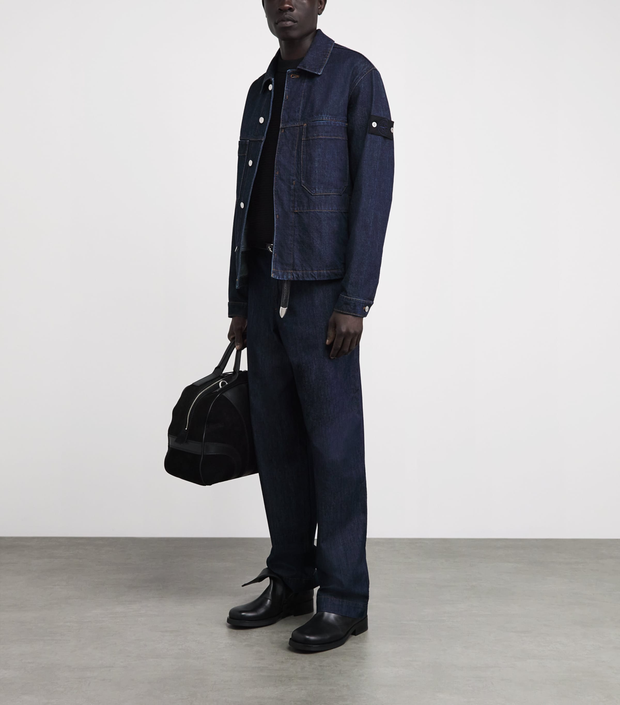 Stone Island Mens Denim Coach Jacket Image 2