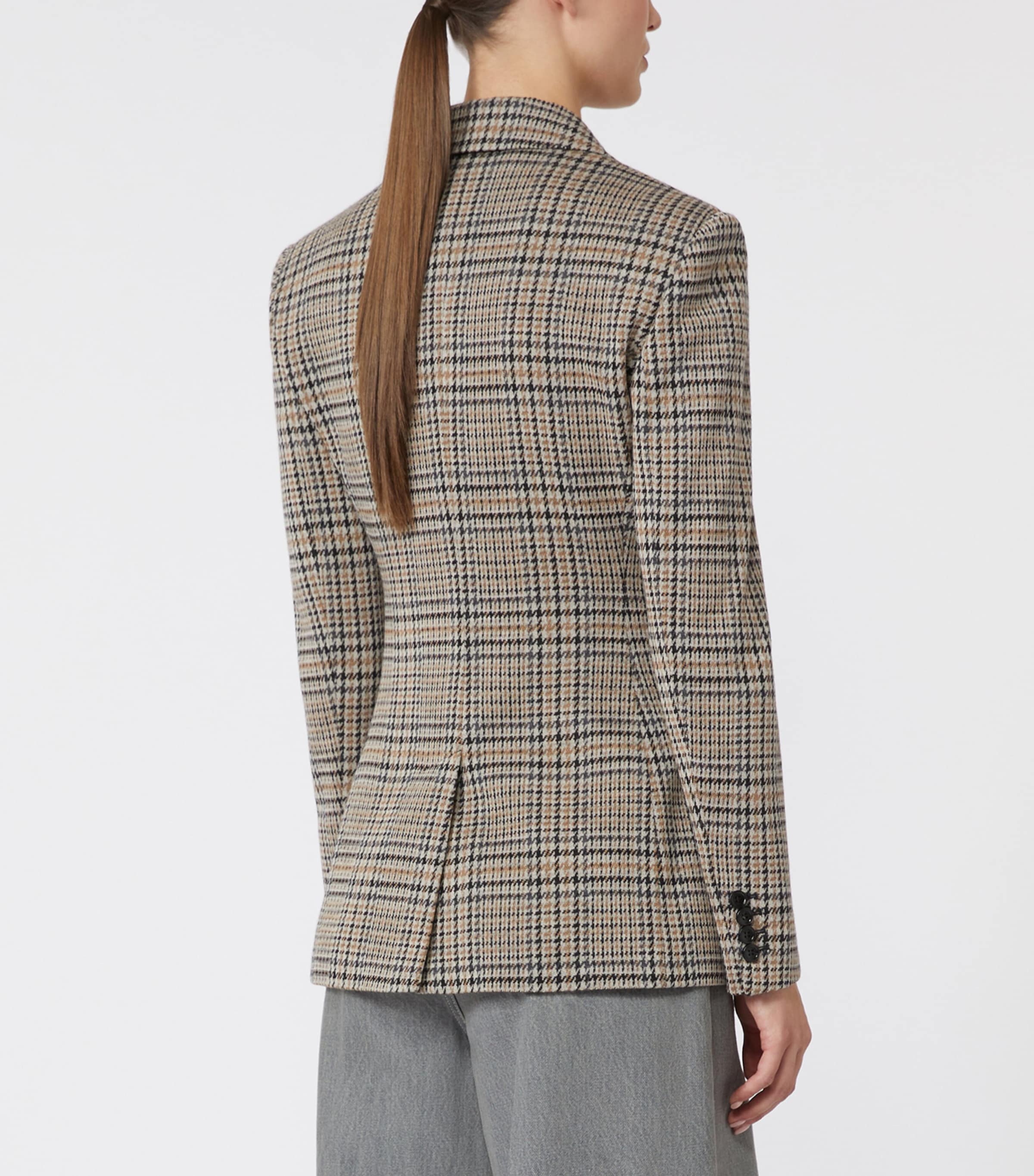 Wool-Cotton Check Blazer BLACK GREY Image 4