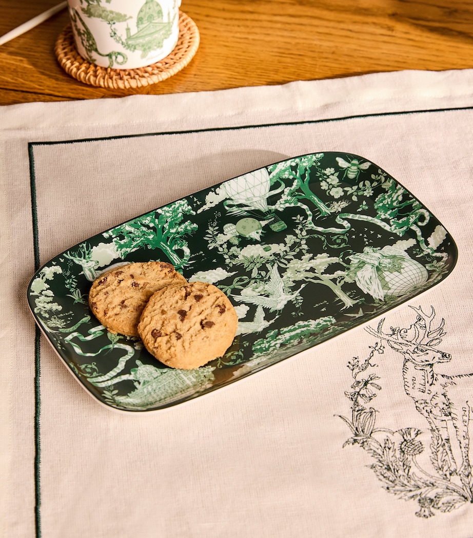 Bone China Toile Trinket Tray (25cm x 15cm) GREEN Image 4