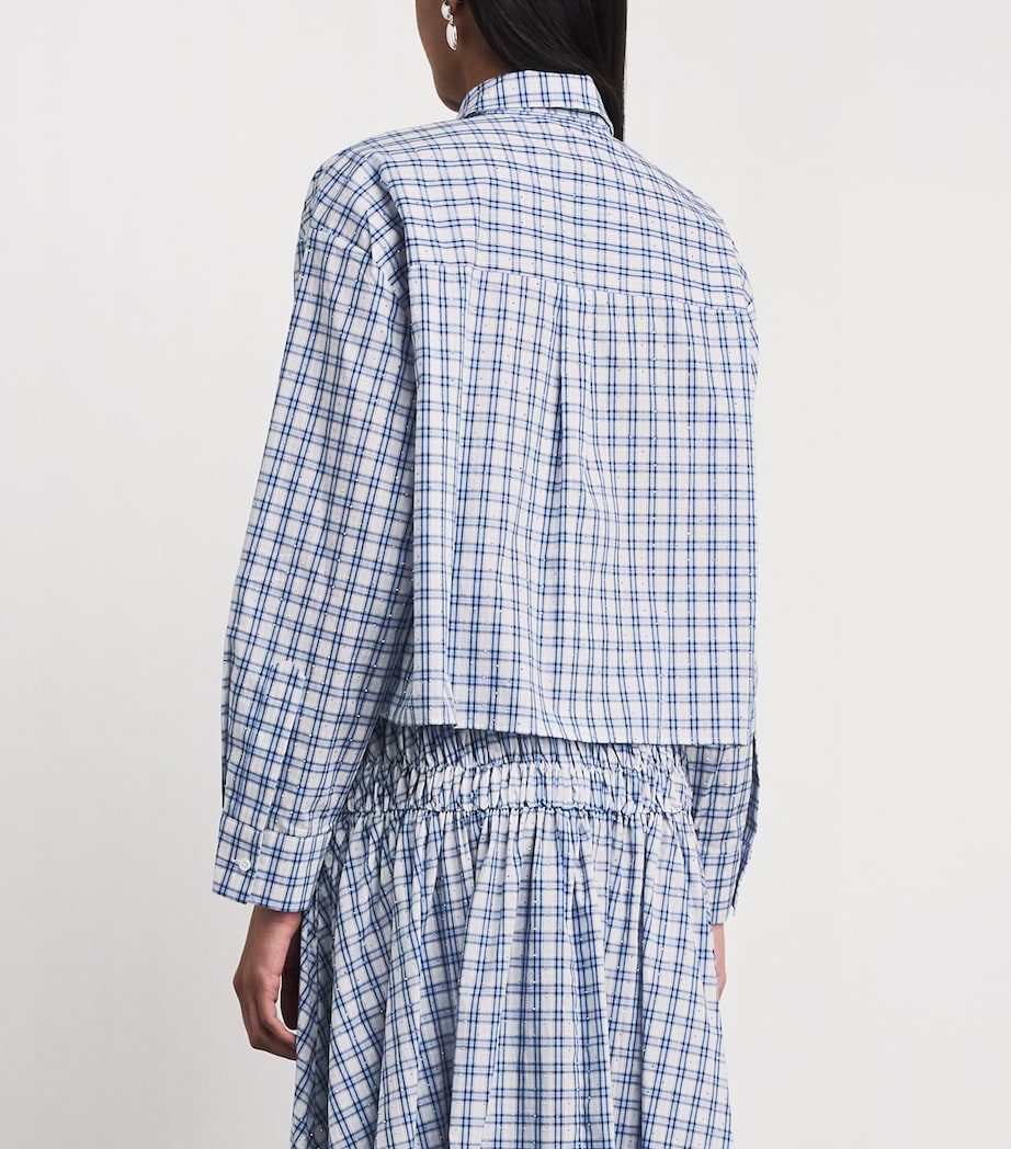 Maje Womens Embellished Check Shirt Blue Check Print Image 5