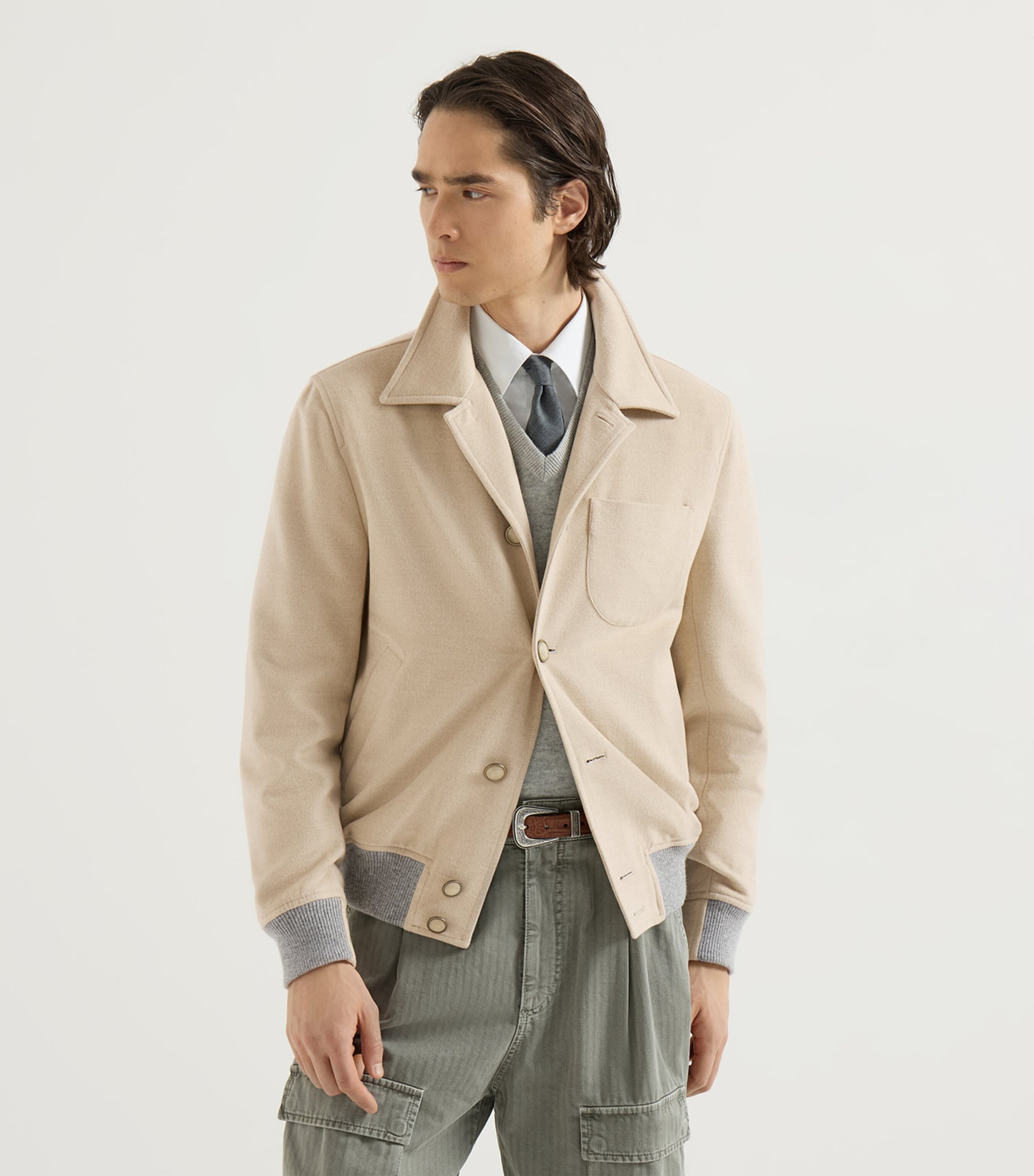 Brunello Cucinelli Mens Virgin Wool Shacket Image 3