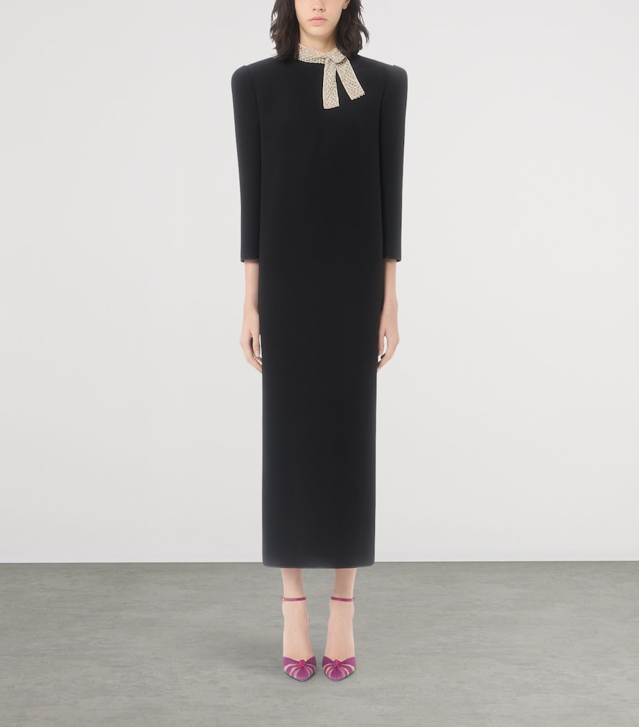 Valentino Womens Silk Embellished-Collar Midi Dress Nud Image 3