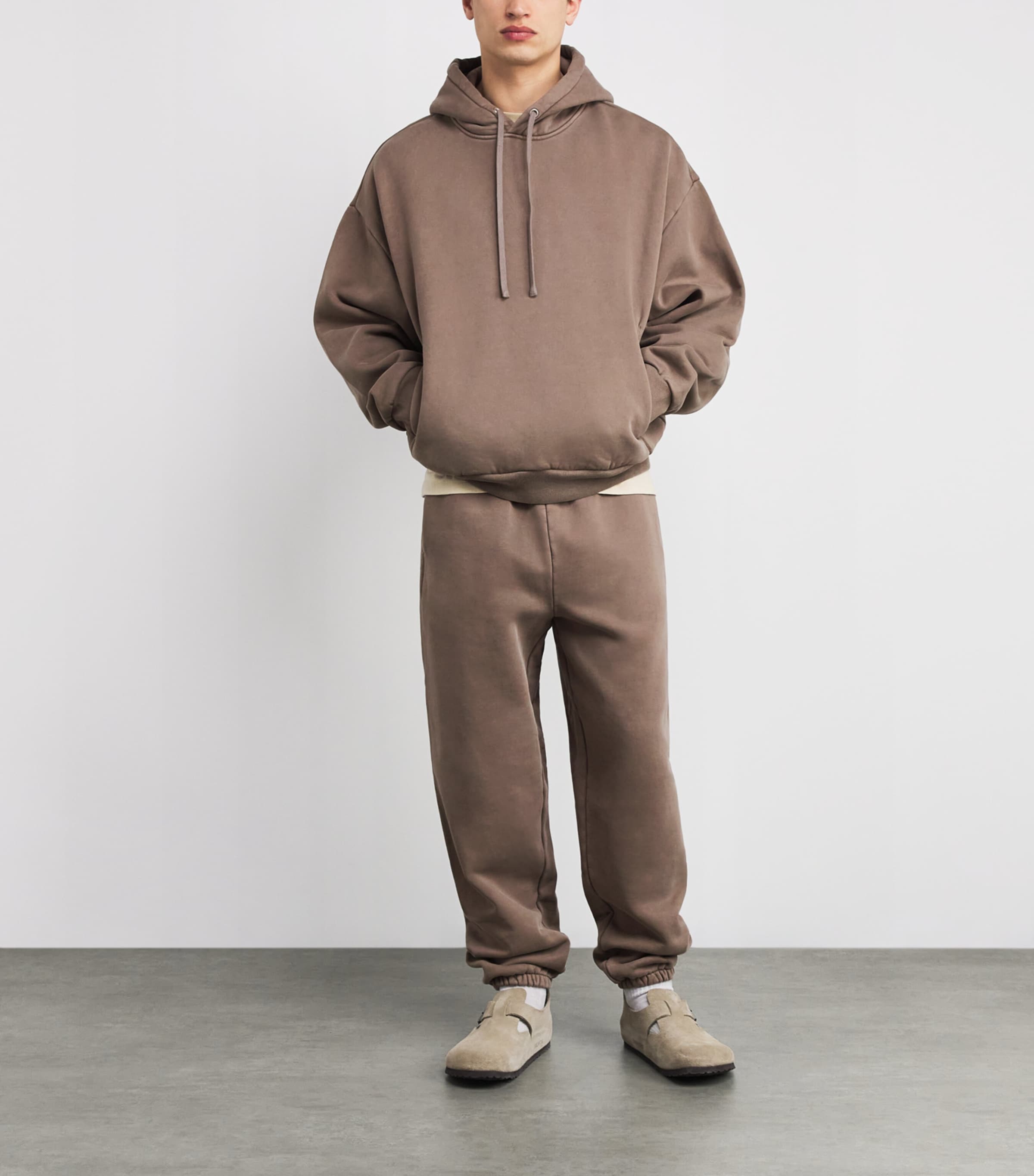 Cotton Fleece Relaxed Hoodie TRUFFLE Image 2