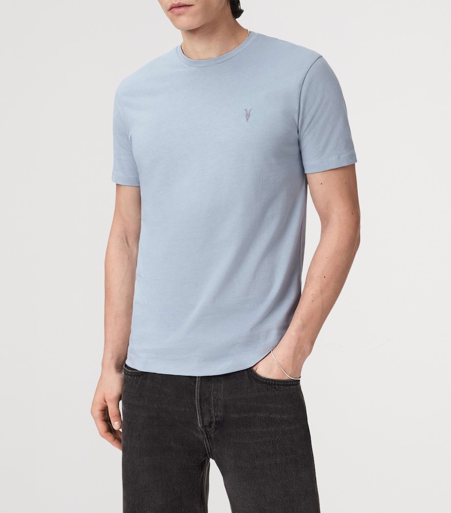 AllSaints Mens Organic Cotton Brace T-Shirt Misty Blue Image 3