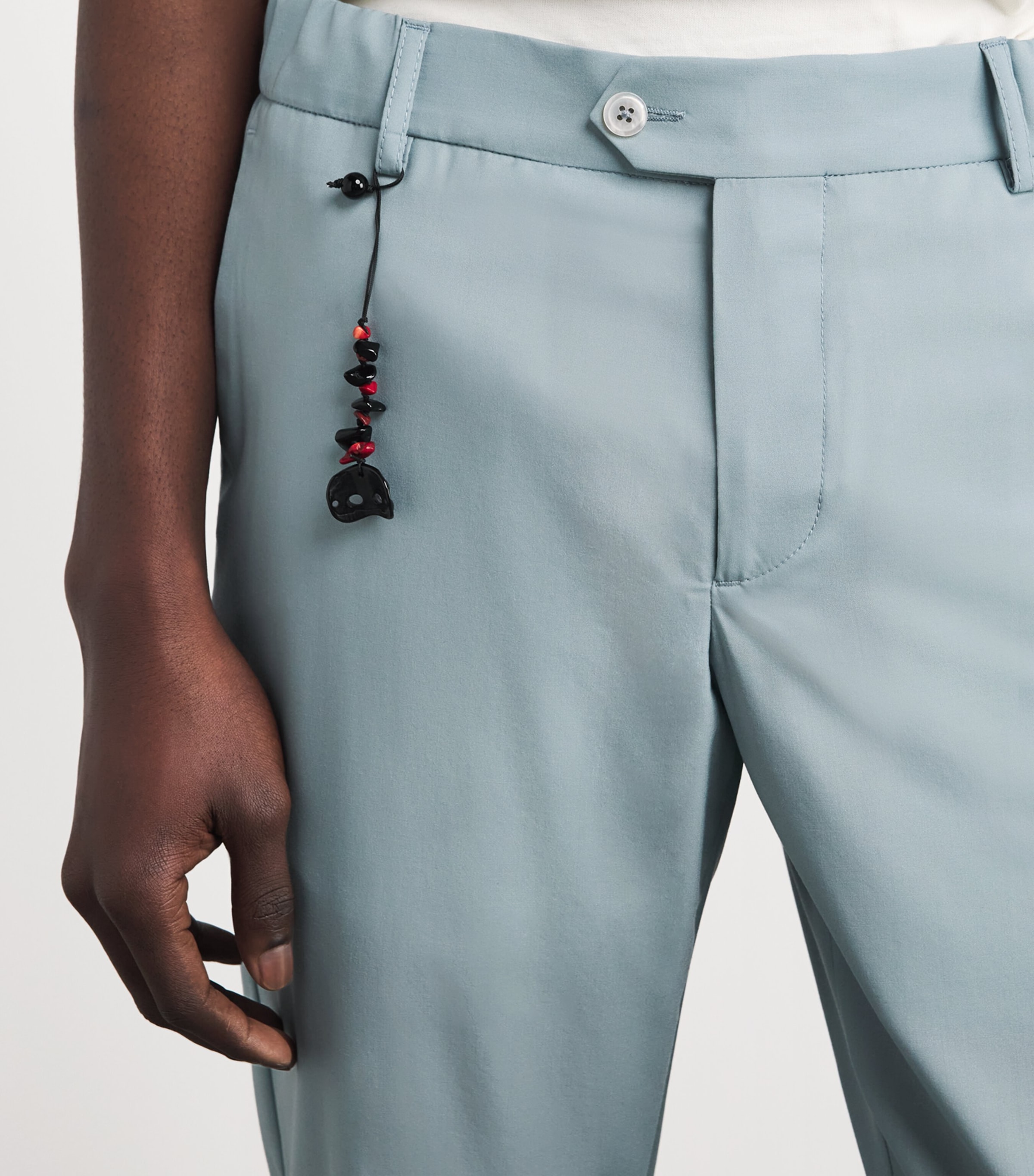 Marco Pescarolo Mens Wool-Silk Trousers Light Blu Image 3